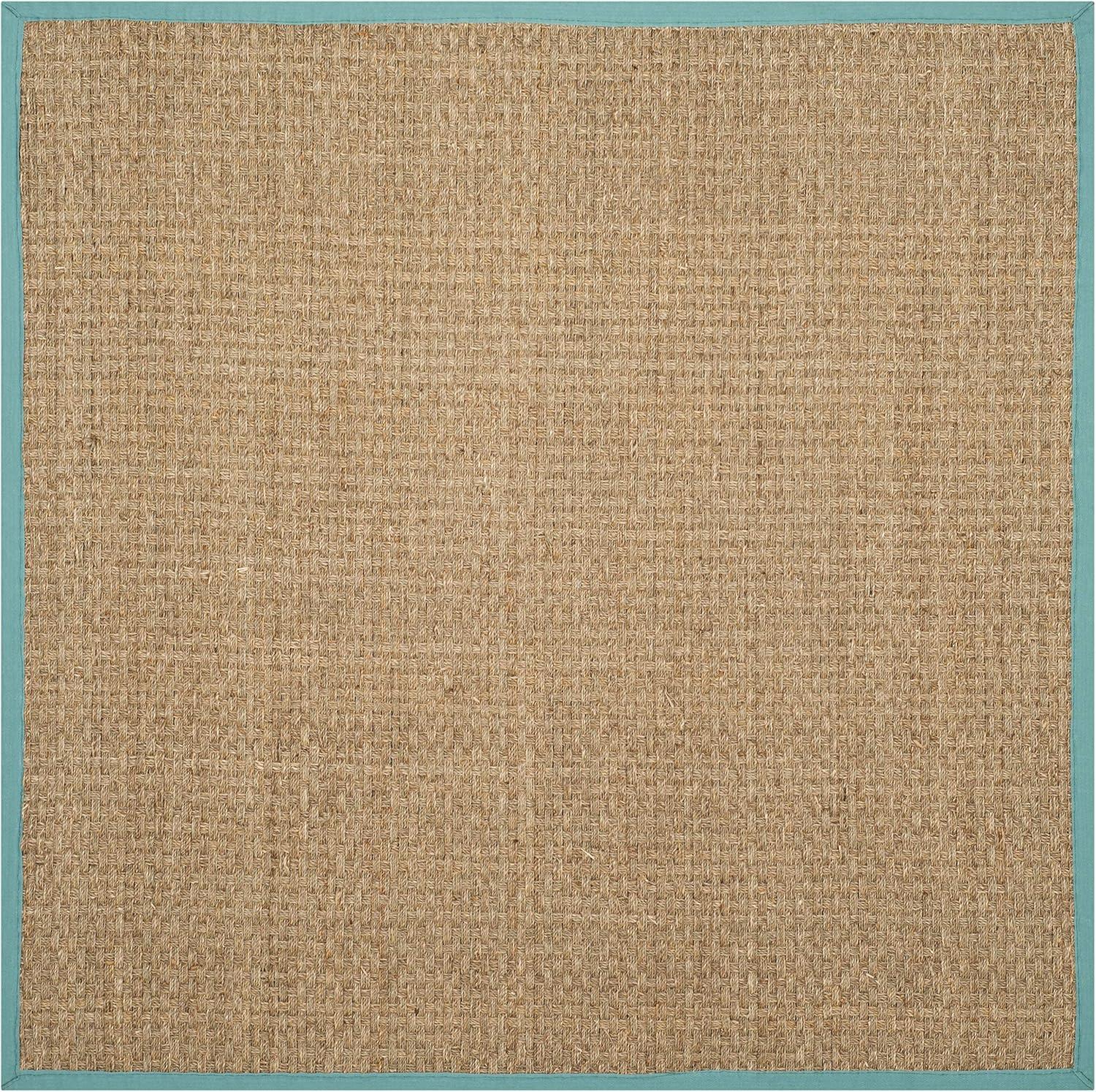 image:imageSAFAVIEH Area Rug 8x10 Natural Fiber Collection Large Natural amp Beige Seagrass Basketweave Pattern NF114ANaturalTeal