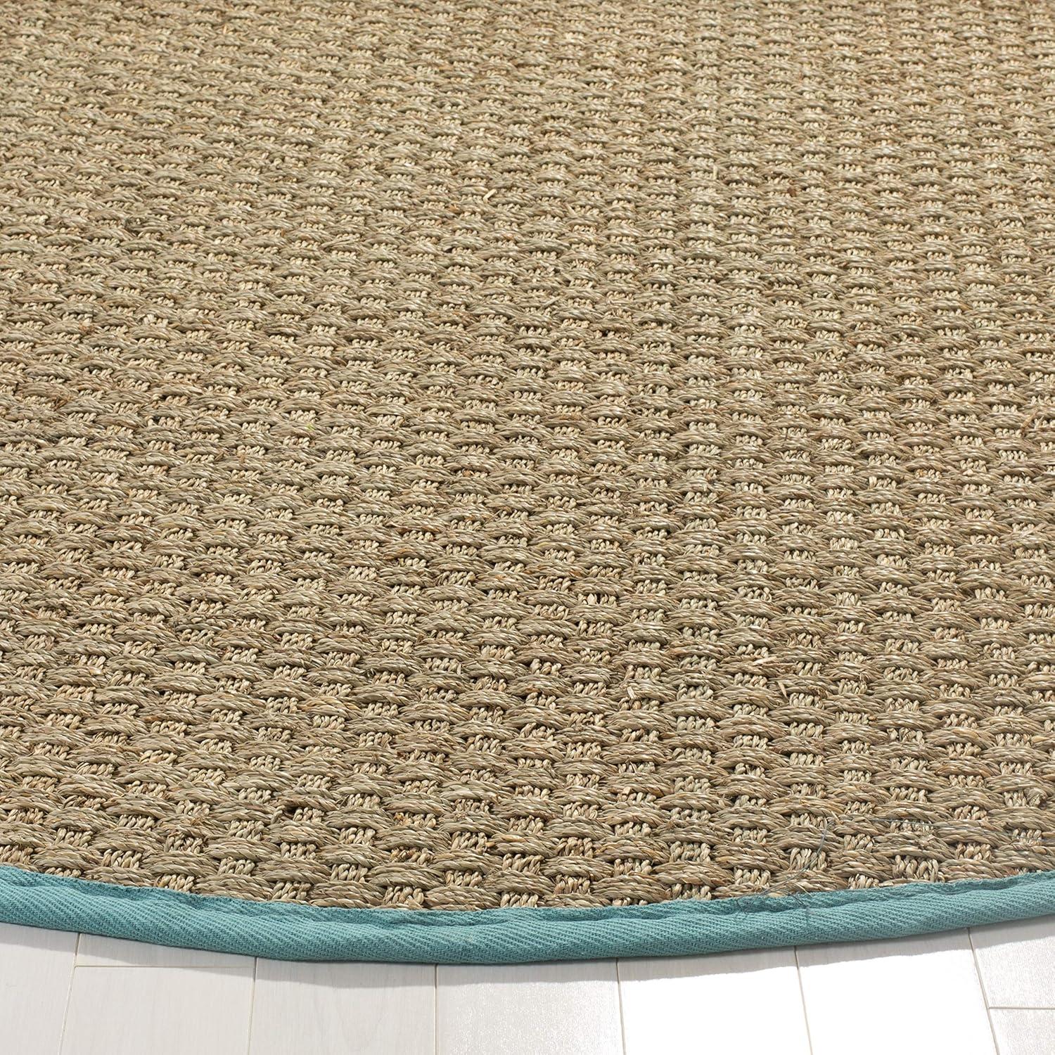 image:imageSAFAVIEH Area Rug 8x10 Natural Fiber Collection Large Natural amp Beige Seagrass Basketweave Pattern NF114ANaturalTeal