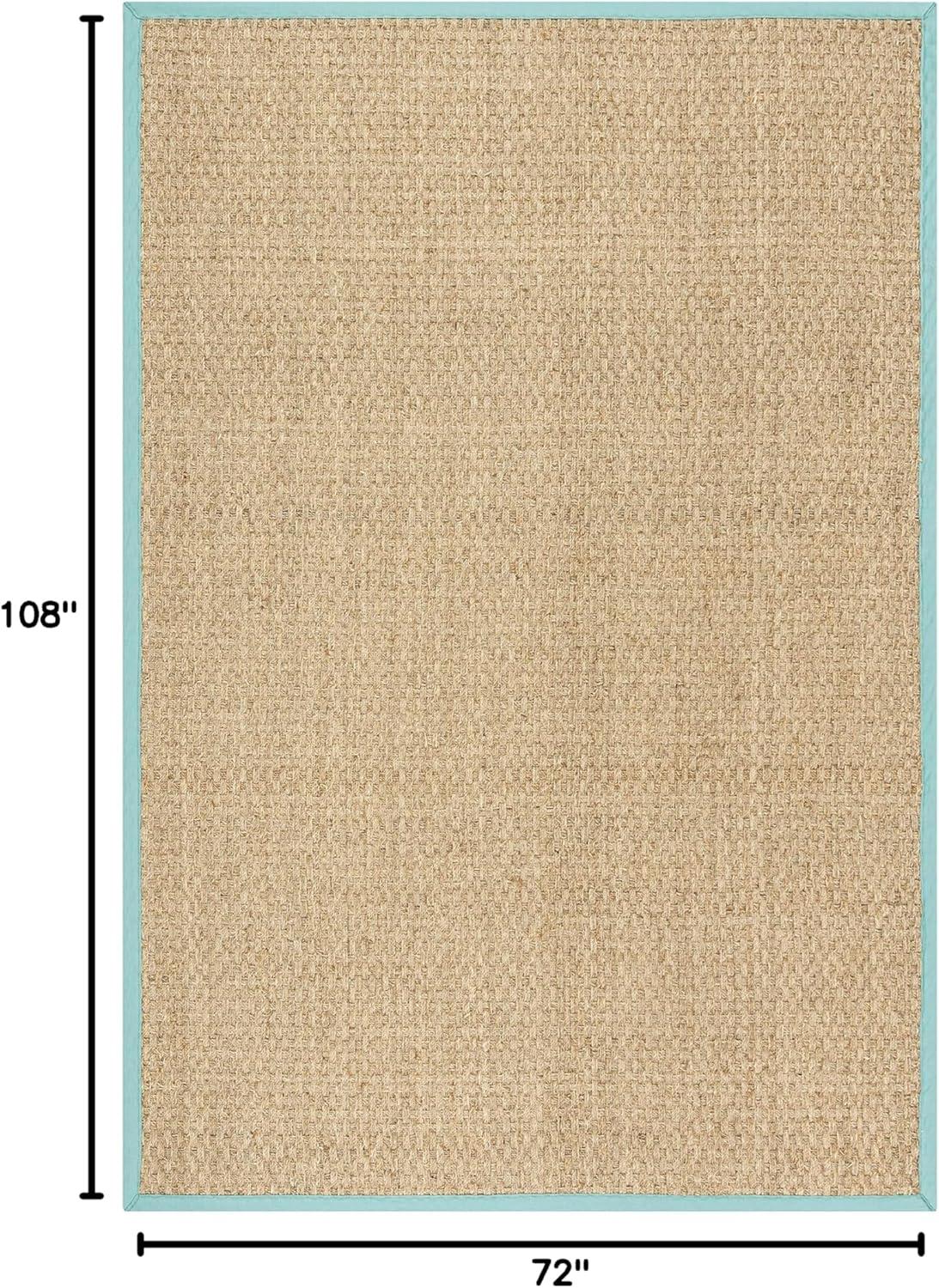 image:imageSAFAVIEH Area Rug 8x10 Natural Fiber Collection Large Natural amp Beige Seagrass Basketweave Pattern NF114ANaturalTeal
