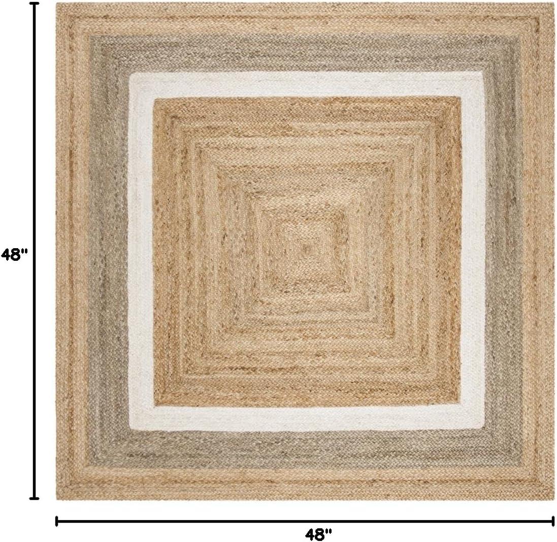 image:imageSAFAVIEH Area Rug 8x10 Natural Fiber Collection Large Natural amp Grey amp Ivory Handmade Braided Jute Farmhouse Boho Rustic Style Ideal for Living Room Bedroom Dining Space NF883BNaturalIvory