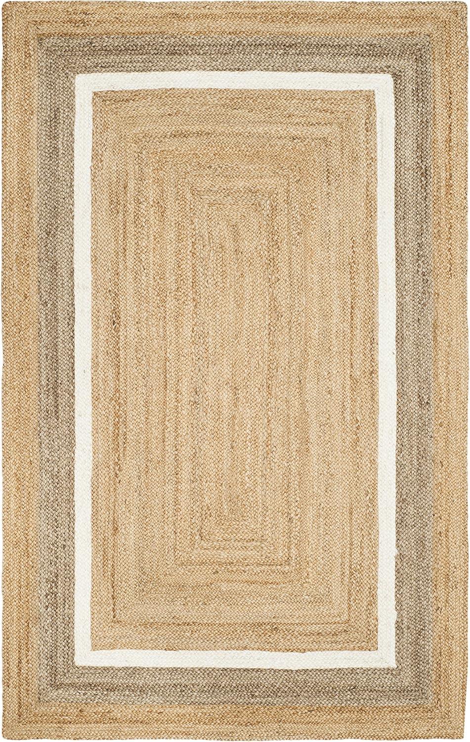image:imageSAFAVIEH Area Rug 8x10 Natural Fiber Collection Large Natural amp Grey amp Ivory Handmade Braided Jute Farmhouse Boho Rustic Style Ideal for Living Room Bedroom Dining Space NF883BNaturalIvory