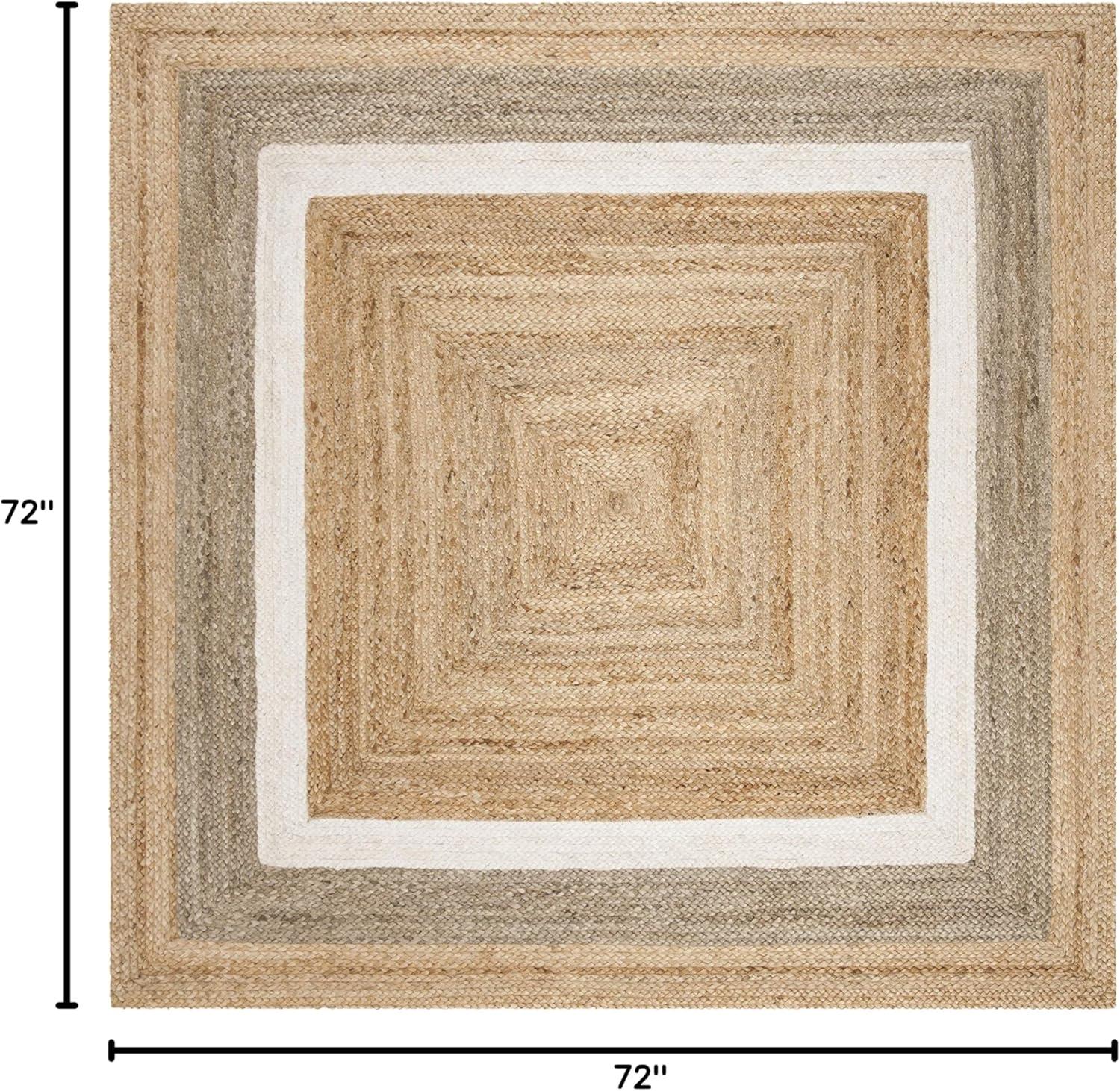 image:imageSAFAVIEH Area Rug 8x10 Natural Fiber Collection Large Natural amp Grey amp Ivory Handmade Braided Jute Farmhouse Boho Rustic Style Ideal for Living Room Bedroom Dining Space NF883BNaturalIvory