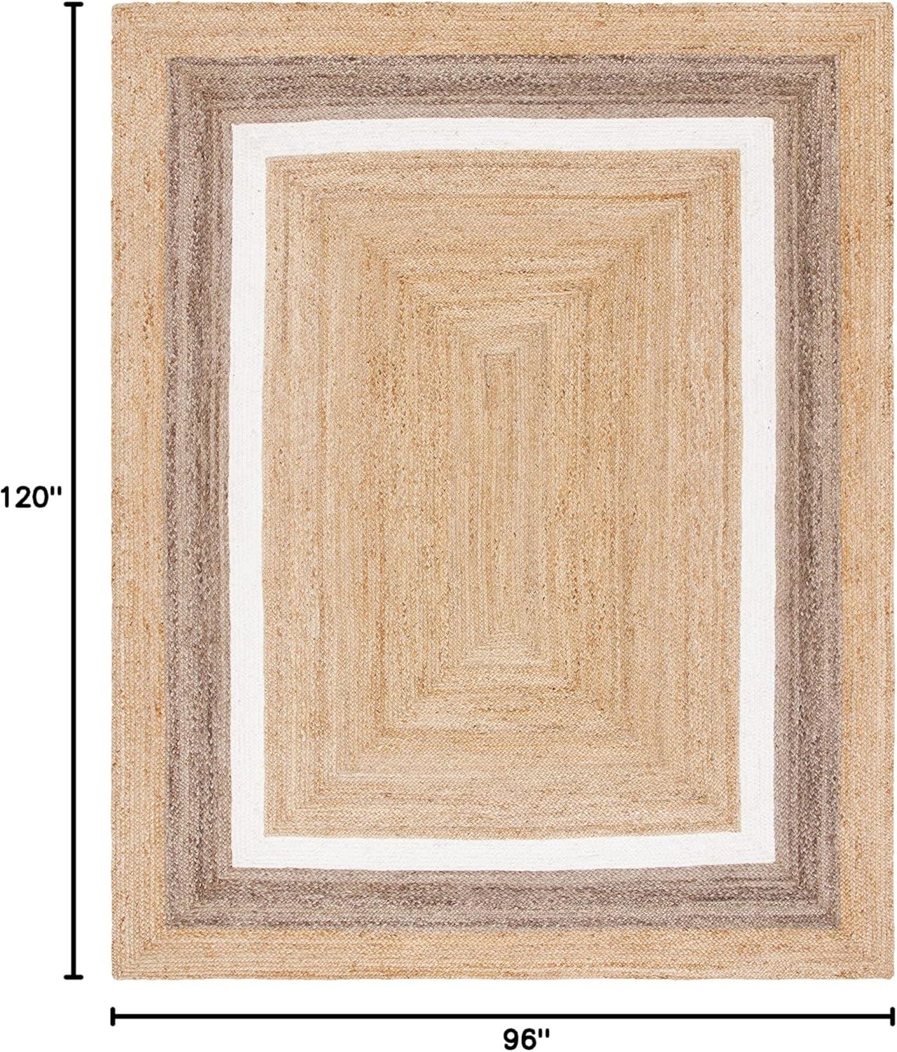 image:imageSAFAVIEH Area Rug 8x10 Natural Fiber Collection Large Natural amp Grey amp Ivory Handmade Braided Jute Farmhouse Boho Rustic Style Ideal for Living Room Bedroom Dining Space NF883BNaturalIvory