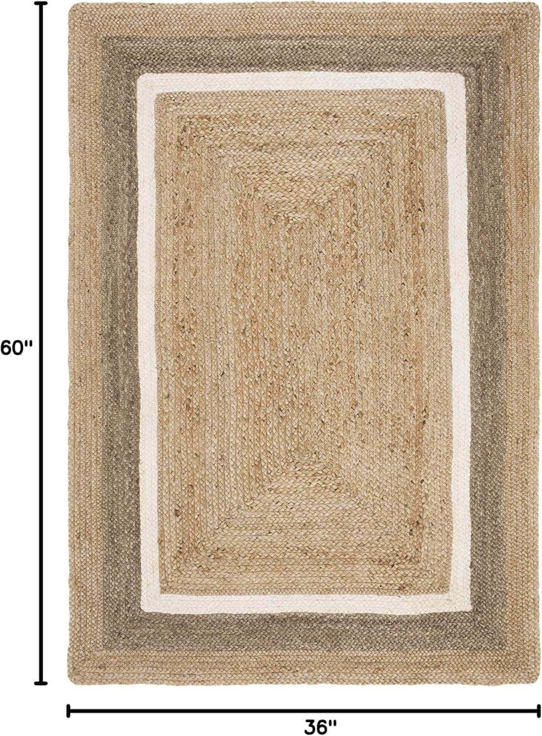 image:imageSAFAVIEH Area Rug 8x10 Natural Fiber Collection Large Natural amp Grey amp Ivory Handmade Braided Jute Farmhouse Boho Rustic Style Ideal for Living Room Bedroom Dining Space NF883BNaturalIvory