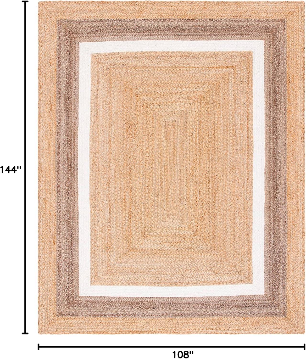 image:imageSAFAVIEH Area Rug 8x10 Natural Fiber Collection Large Natural amp Grey amp Ivory Handmade Braided Jute Farmhouse Boho Rustic Style Ideal for Living Room Bedroom Dining Space NF883BNaturalIvory