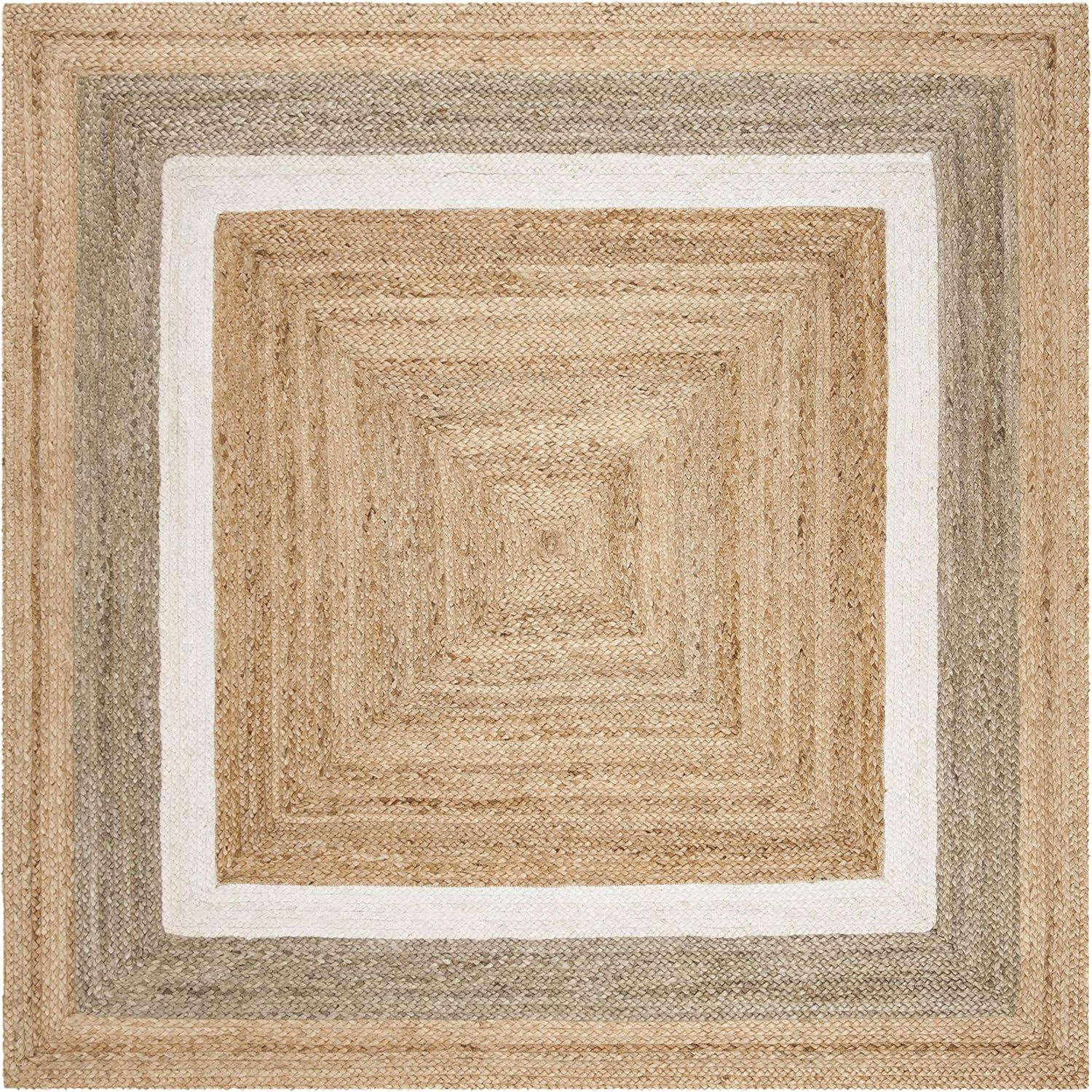 image:imageSAFAVIEH Area Rug 8x10 Natural Fiber Collection Large Natural amp Grey amp Ivory Handmade Braided Jute Farmhouse Boho Rustic Style Ideal for Living Room Bedroom Dining Space NF883BNaturalIvory