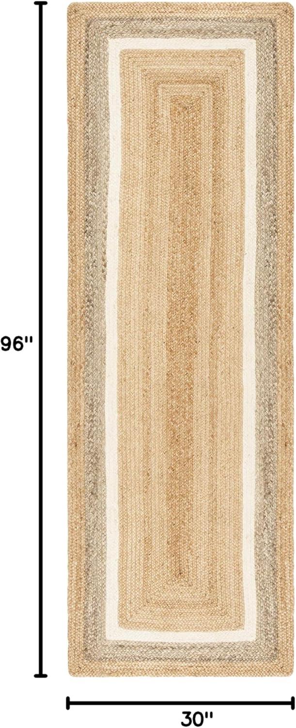 image:imageSAFAVIEH Area Rug 8x10 Natural Fiber Collection Large Natural amp Grey amp Ivory Handmade Braided Jute Farmhouse Boho Rustic Style Ideal for Living Room Bedroom Dining Space NF883BNaturalIvory