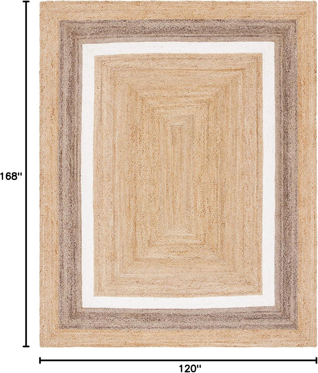 image:imageSAFAVIEH Area Rug 8x10 Natural Fiber Collection Large Natural amp Grey amp Ivory Handmade Braided Jute Farmhouse Boho Rustic Style Ideal for Living Room Bedroom Dining Space NF883BNaturalIvory