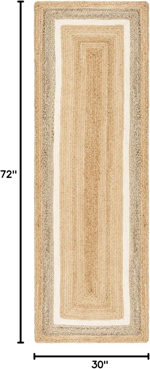 image:imageSAFAVIEH Area Rug 8x10 Natural Fiber Collection Large Natural amp Grey amp Ivory Handmade Braided Jute Farmhouse Boho Rustic Style Ideal for Living Room Bedroom Dining Space NF883BNaturalIvory