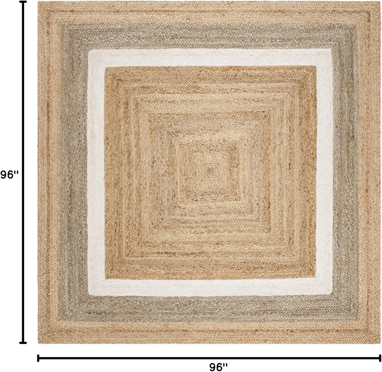 image:imageSAFAVIEH Area Rug 8x10 Natural Fiber Collection Large Natural amp Grey amp Ivory Handmade Braided Jute Farmhouse Boho Rustic Style Ideal for Living Room Bedroom Dining Space NF883BNaturalIvory