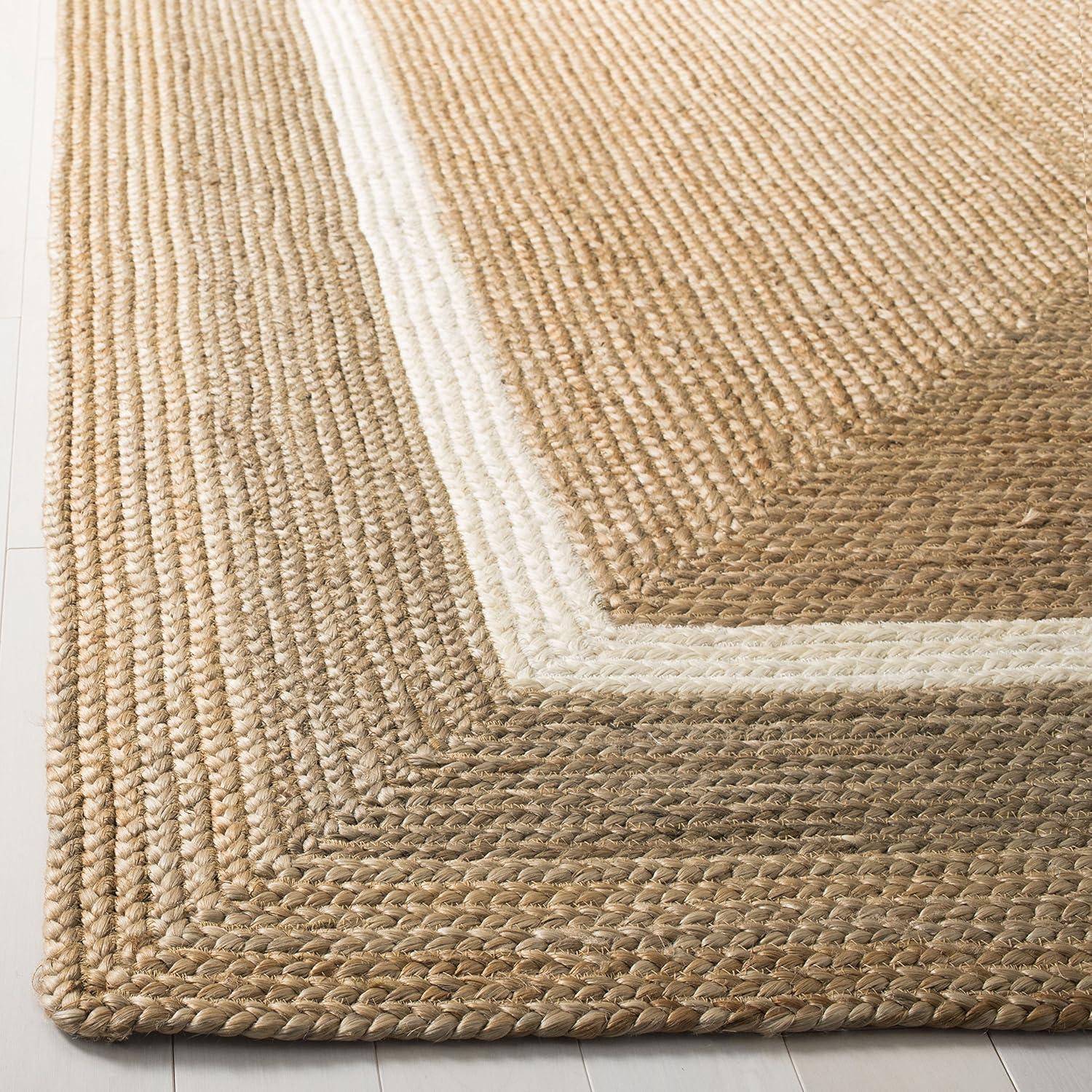 image:imageSAFAVIEH Area Rug 8x10 Natural Fiber Collection Large Natural amp Grey amp Ivory Handmade Braided Jute Farmhouse Boho Rustic Style Ideal for Living Room Bedroom Dining Space NF883BNaturalIvory