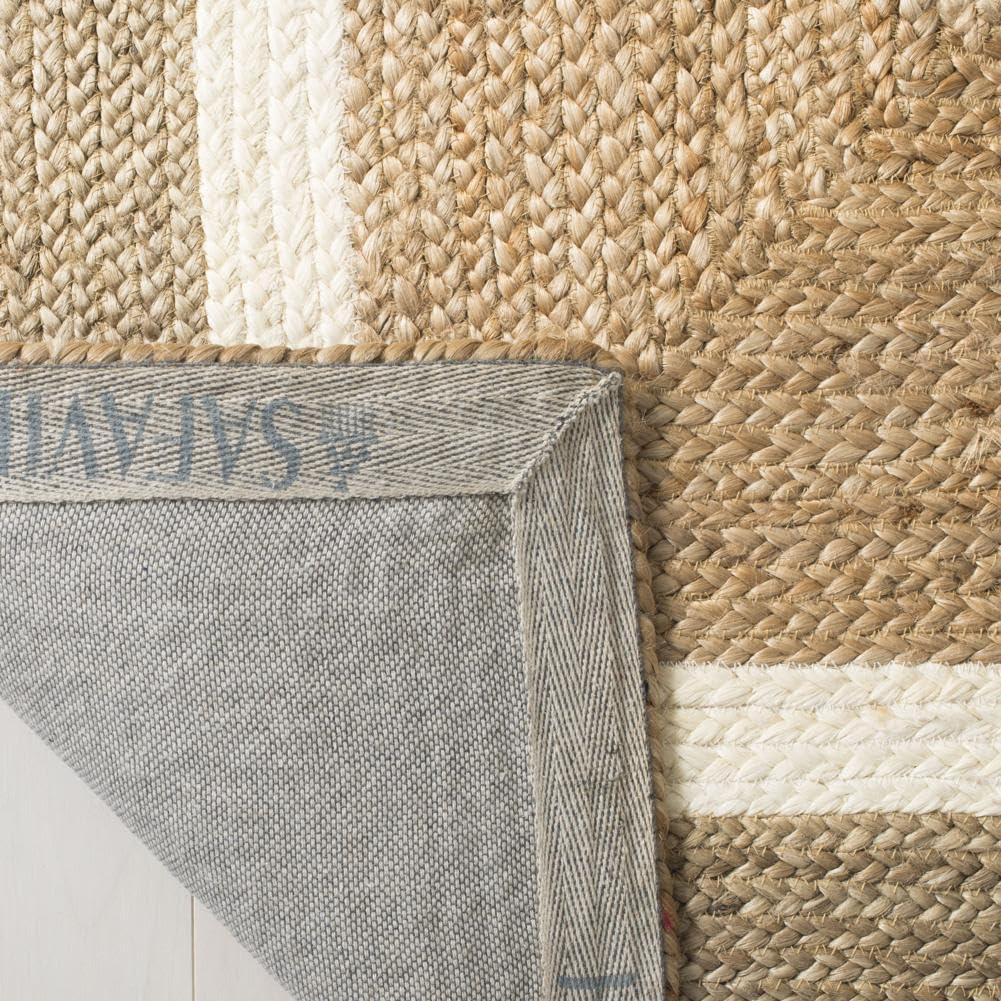 image:imageSAFAVIEH Area Rug 8x10 Natural Fiber Collection Large Natural amp Grey amp Ivory Handmade Braided Jute Farmhouse Boho Rustic Style Ideal for Living Room Bedroom Dining Space NF883BNaturalIvory