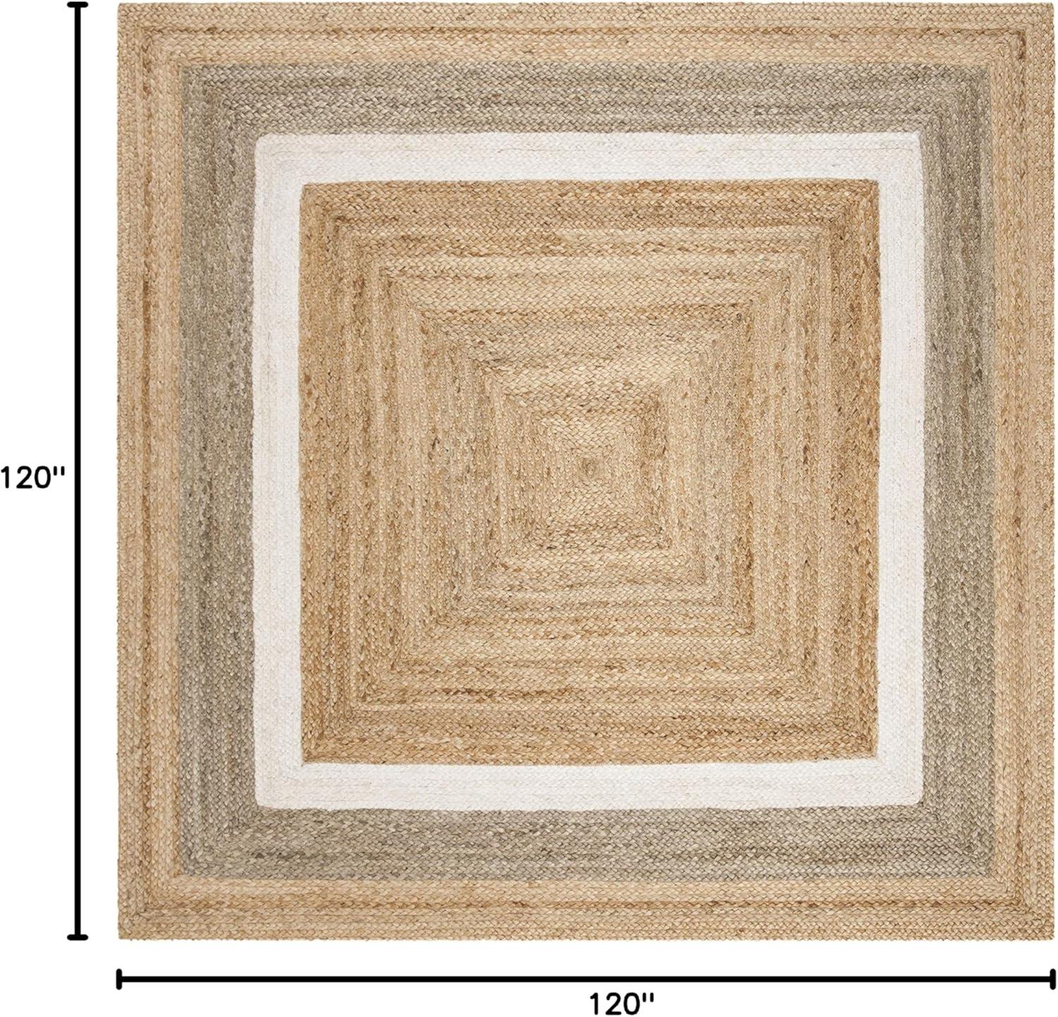 image:imageSAFAVIEH Area Rug 8x10 Natural Fiber Collection Large Natural amp Grey amp Ivory Handmade Braided Jute Farmhouse Boho Rustic Style Ideal for Living Room Bedroom Dining Space NF883BNaturalIvory