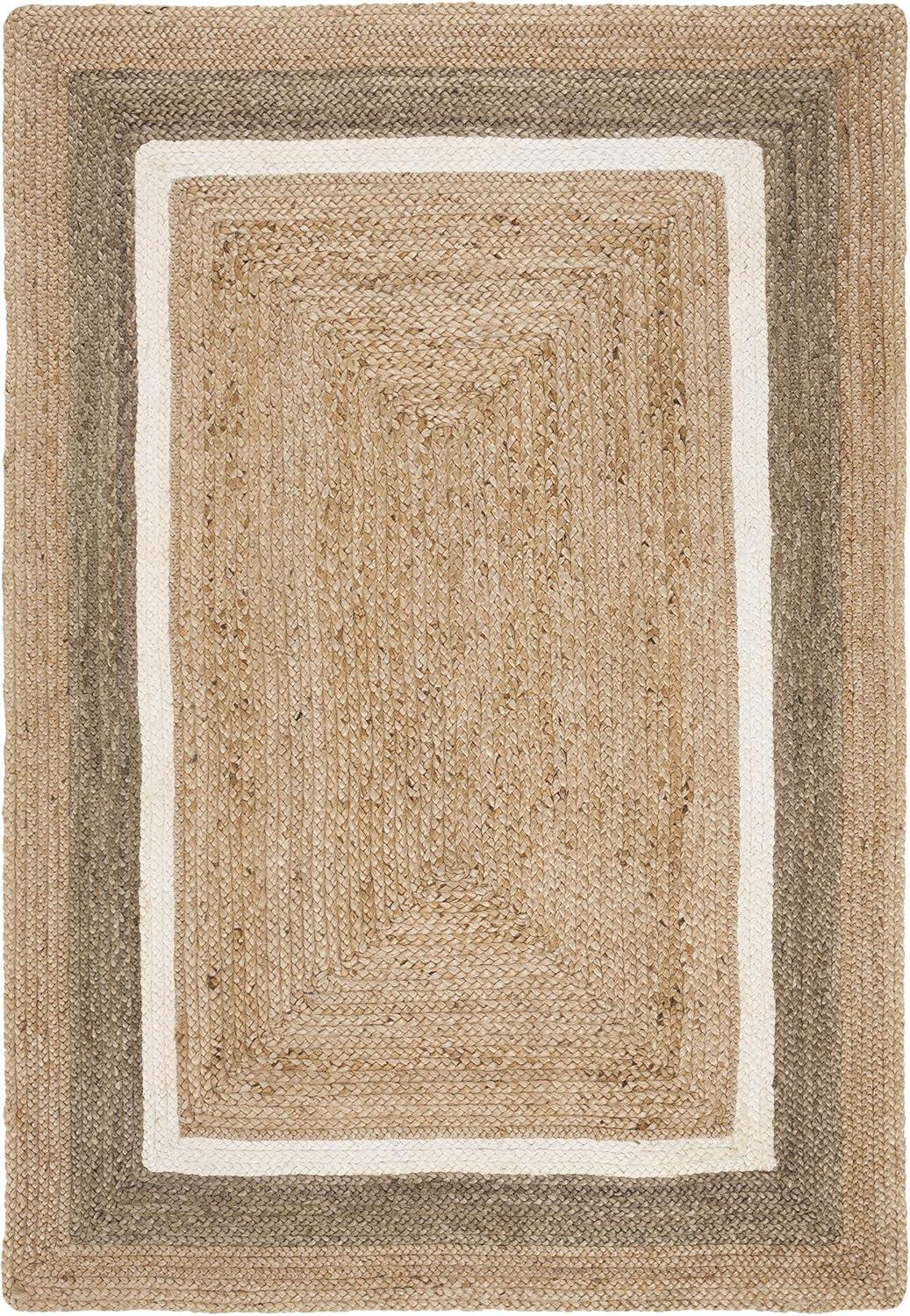 image:imageSAFAVIEH Area Rug 8x10 Natural Fiber Collection Large Natural amp Grey amp Ivory Handmade Braided Jute Farmhouse Boho Rustic Style Ideal for Living Room Bedroom Dining Space NF883BNaturalIvory