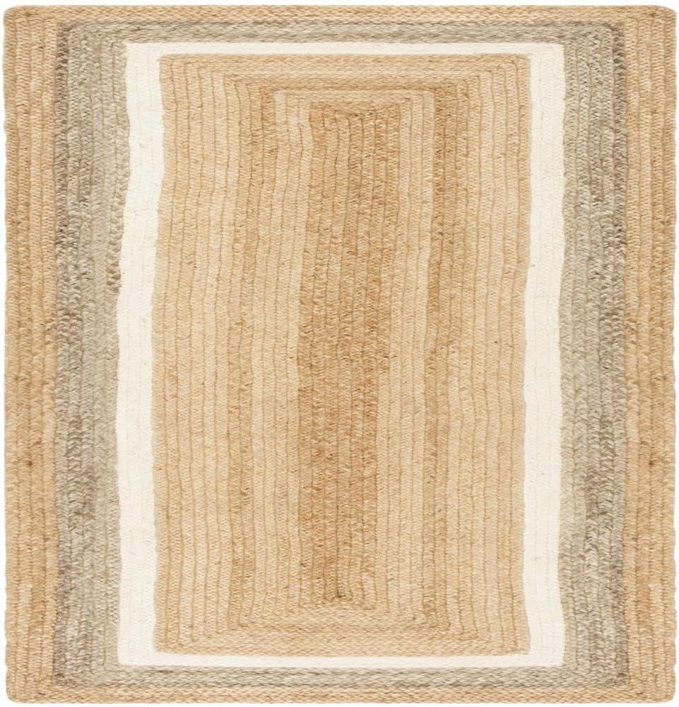 image:imageSAFAVIEH Area Rug 8x10 Natural Fiber Collection Large Natural amp Grey amp Ivory Handmade Braided Jute Farmhouse Boho Rustic Style Ideal for Living Room Bedroom Dining Space NF883BNaturalIvory