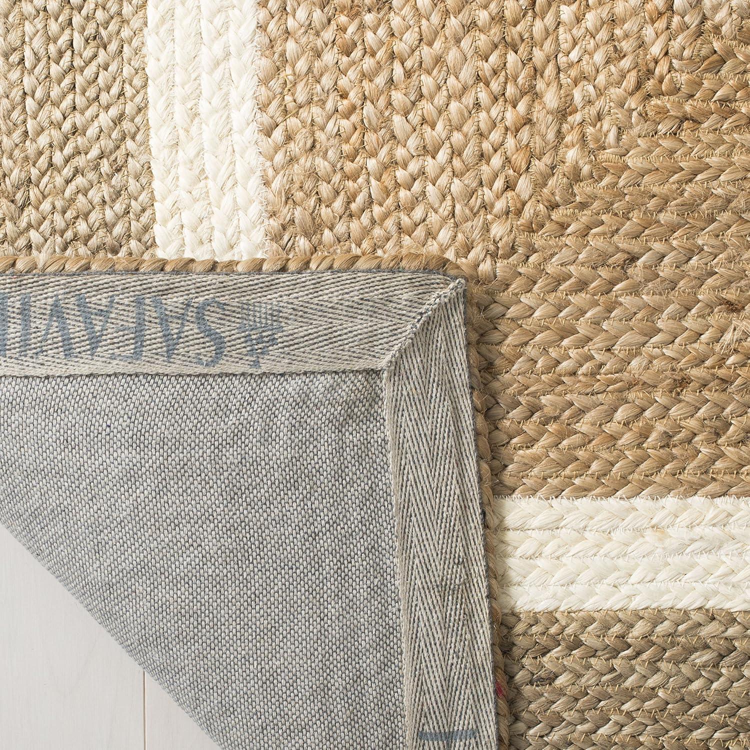 image:imageSAFAVIEH Area Rug 8x10 Natural Fiber Collection Large Natural amp Grey amp Ivory Handmade Braided Jute Farmhouse Boho Rustic Style Ideal for Living Room Bedroom Dining Space NF883BNaturalIvory