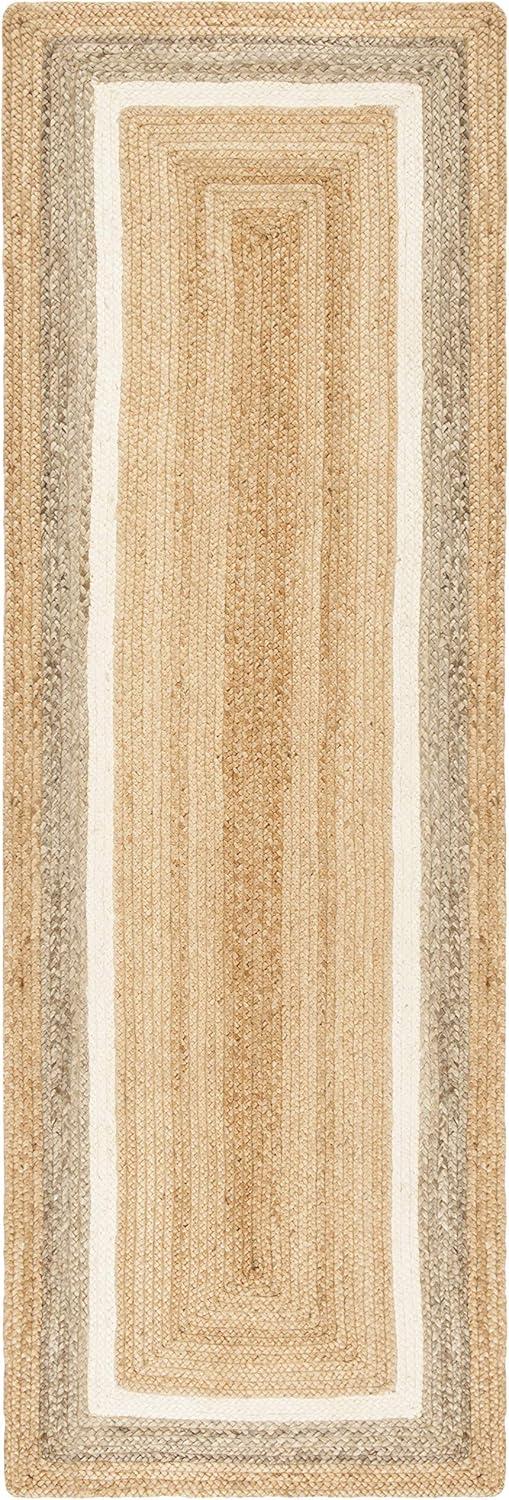 image:imageSAFAVIEH Area Rug 8x10 Natural Fiber Collection Large Natural amp Grey amp Ivory Handmade Braided Jute Farmhouse Boho Rustic Style Ideal for Living Room Bedroom Dining Space NF883BNaturalIvory
