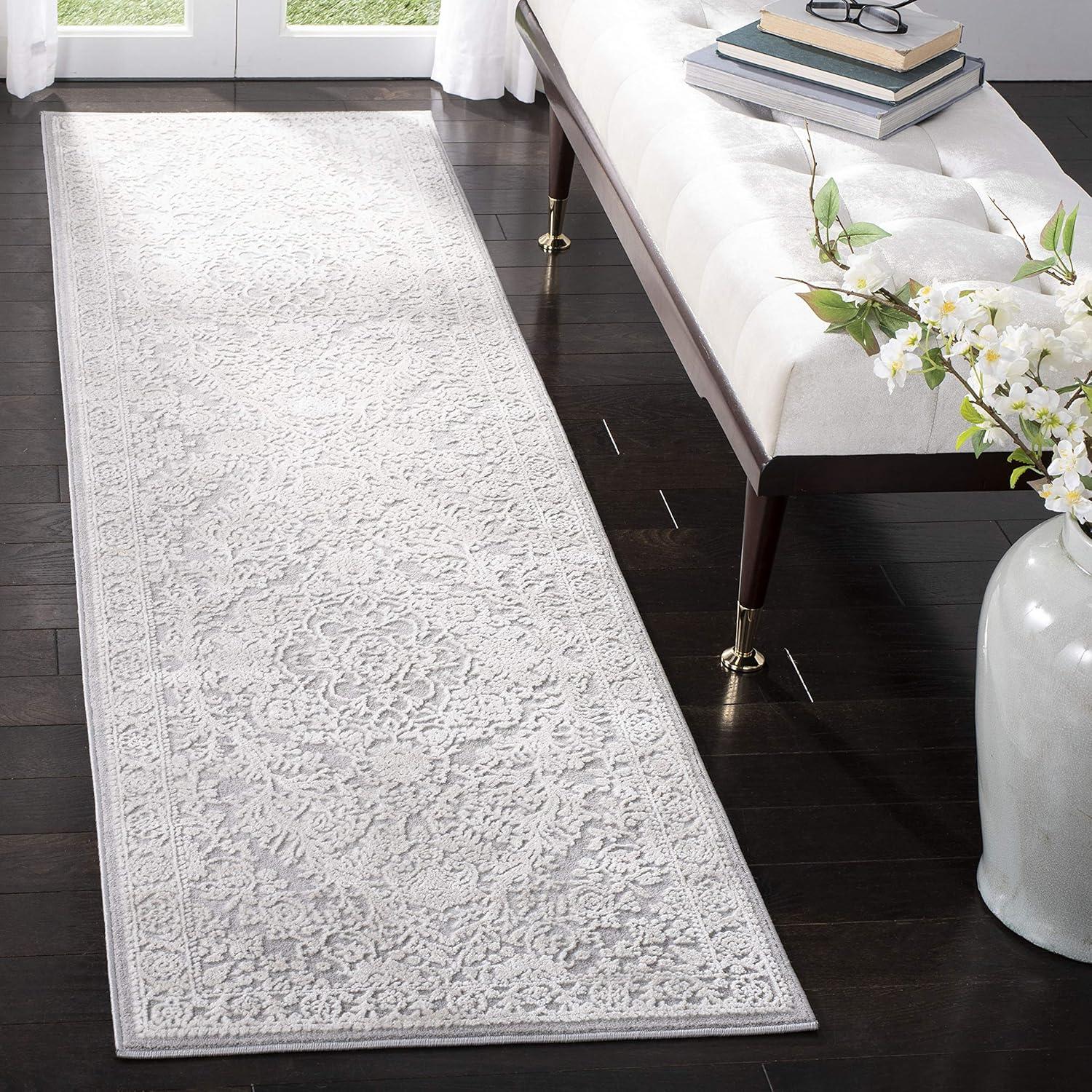 image:imageSAFAVIEH Area Rug 8x10 Reflection Collection Large Light Grey amp Cream NonShedding amp Easy Cleaning Ideal for Living Room Bedroom Dining Space RFT668GLight GreyCream