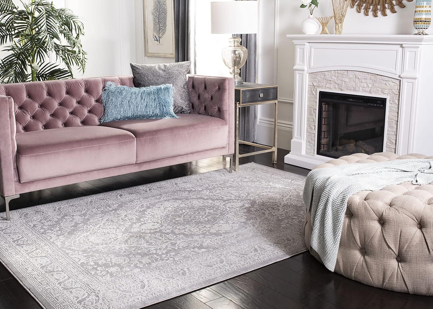 image:imageSAFAVIEH Area Rug 8x10 Reflection Collection Large Light Grey amp Cream NonShedding amp Easy Cleaning Ideal for Living Room Bedroom Dining Space RFT668GLight GreyCream
