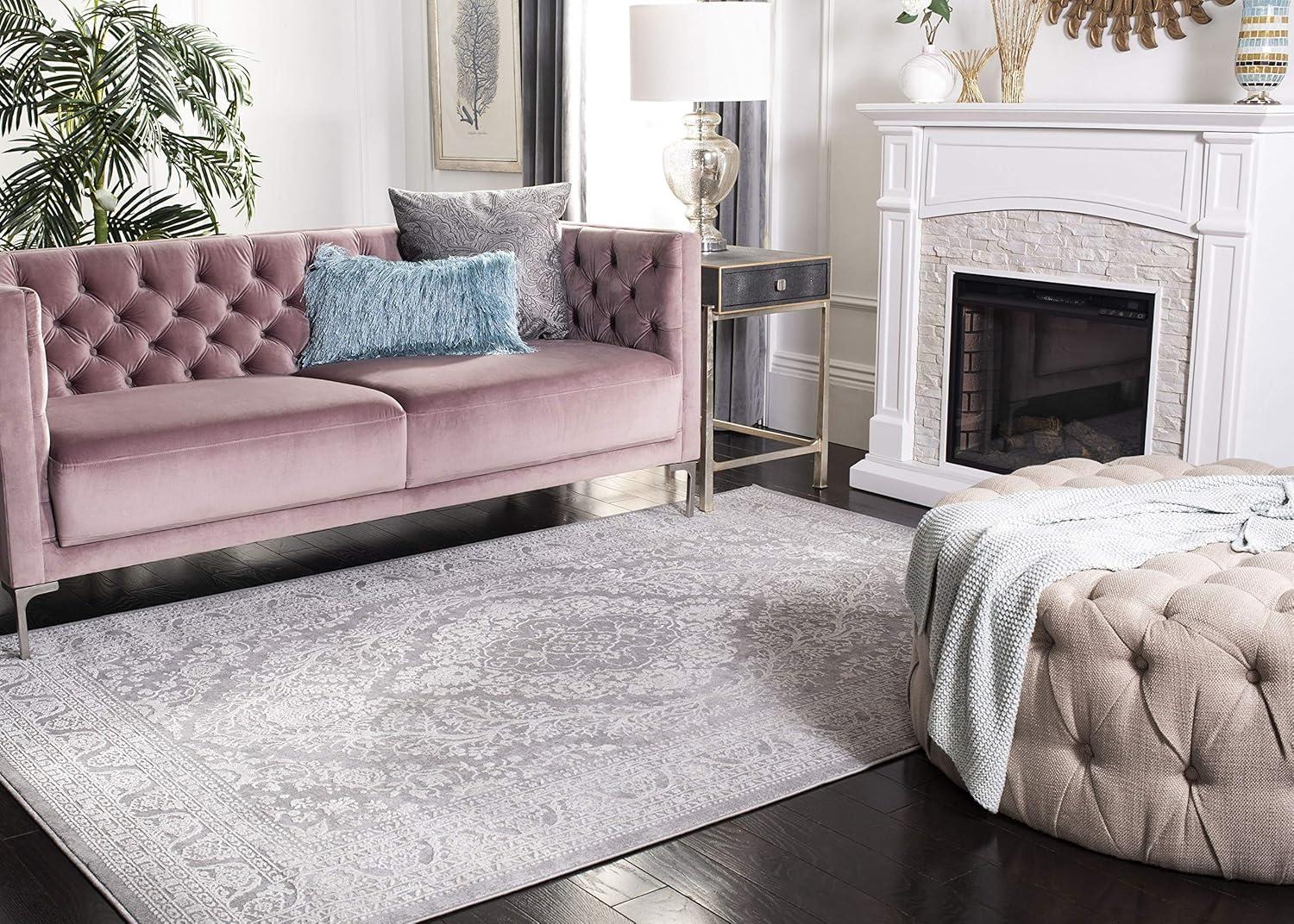 image:imageSAFAVIEH Area Rug 8x10 Reflection Collection Large Light Grey amp Cream NonShedding amp Easy Cleaning Ideal for Living Room Bedroom Dining Space RFT668GLight GreyCream