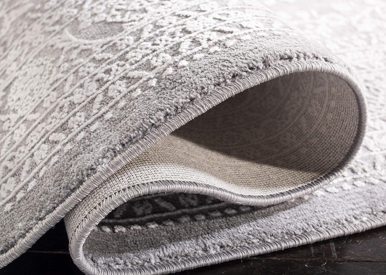 image:imageSAFAVIEH Area Rug 8x10 Reflection Collection Large Light Grey amp Cream NonShedding amp Easy Cleaning Ideal for Living Room Bedroom Dining Space RFT668GLight GreyCream