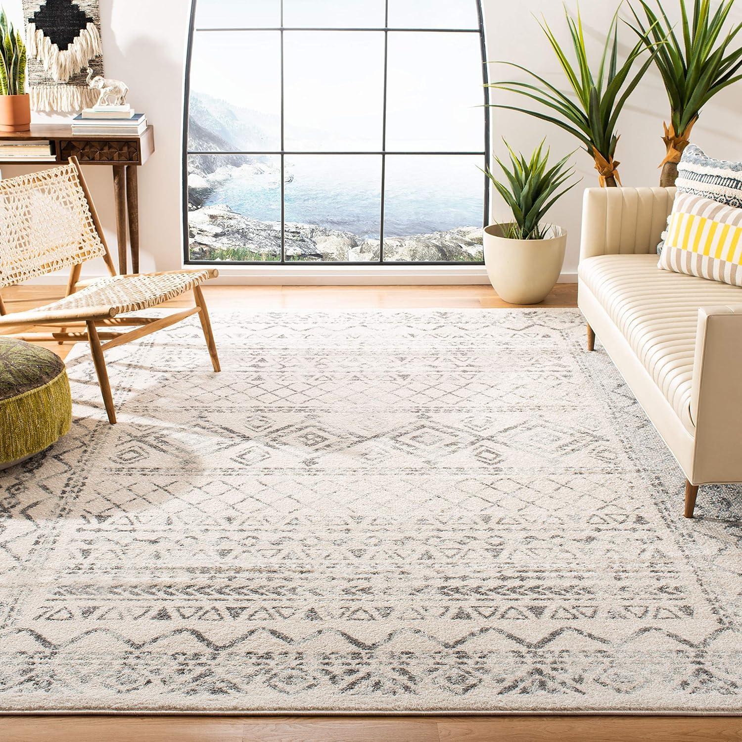 image:imageSAFAVIEH Area Rug 8x10 Tulum Collection Large Ivory amp Black Moroccan Boho Distressed Design NonShedding amp Easy to Clean Ideal for Living Room Bedroom Dining Space TUL268DIvoryGrey