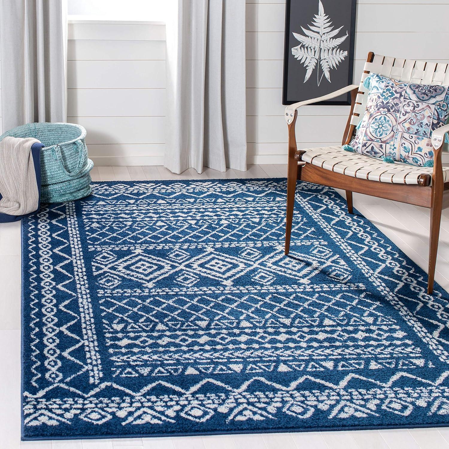 image:imageSAFAVIEH Area Rug 8x10 Tulum Collection Large Ivory amp Black Moroccan Boho Distressed Design NonShedding amp Easy to Clean Ideal for Living Room Bedroom Dining Space TUL268DNavyIvory