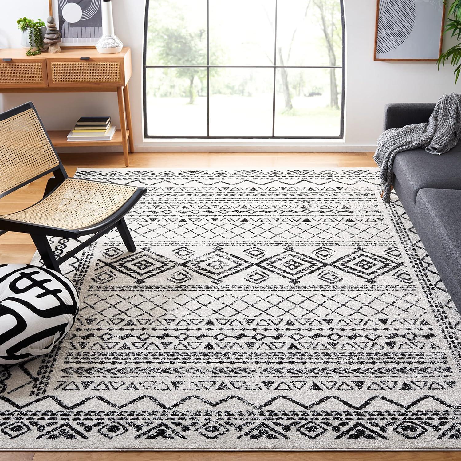 image:imageSAFAVIEH Area Rug 8x10 Tulum Collection Large Ivory amp Black Moroccan Boho Distressed Design NonShedding amp Easy to Clean Ideal for Living Room Bedroom Dining Space TUL268DIvoryBlack