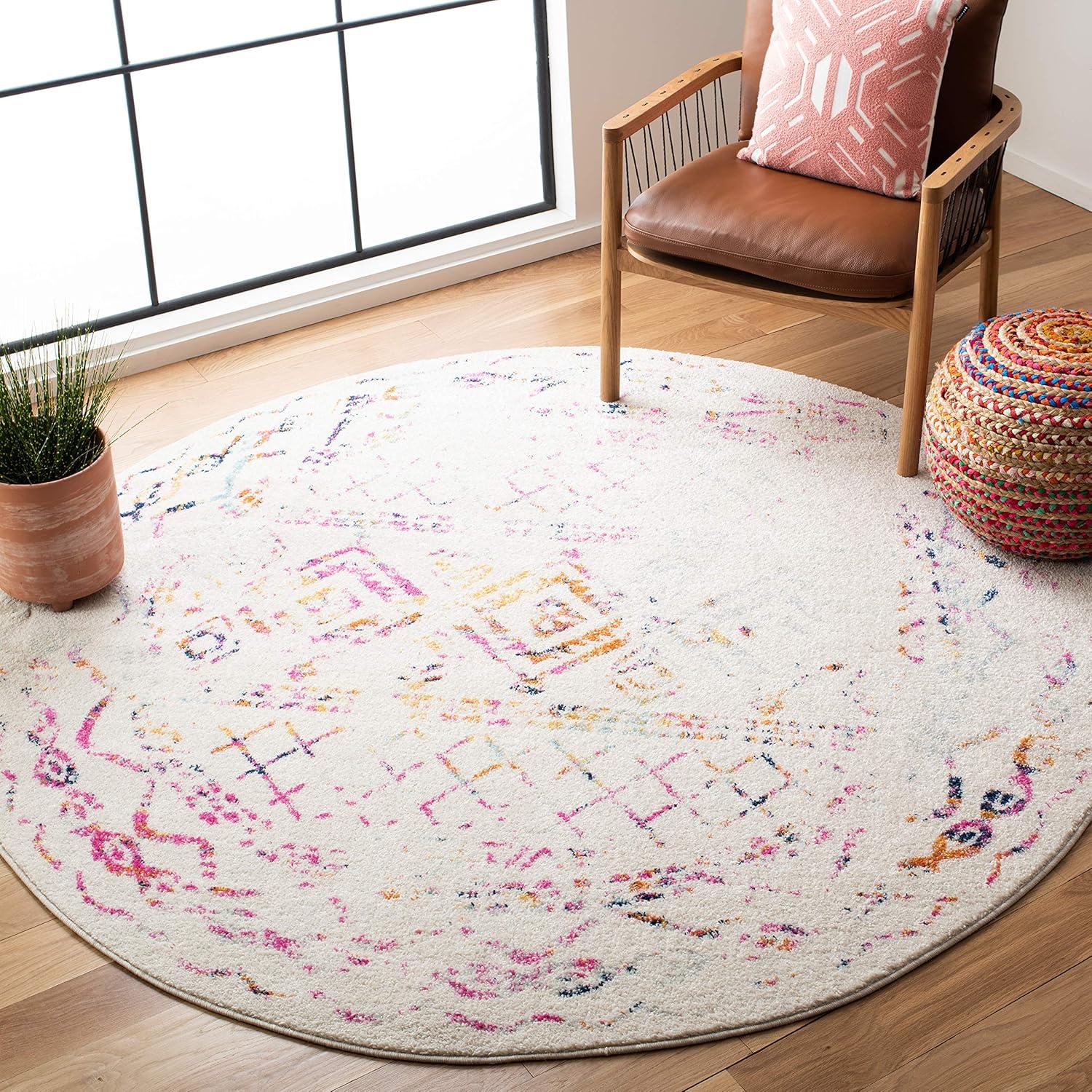 image:imageSAFAVIEH Area Rug 8x10 Tulum Collection Large Ivory amp Black Moroccan Boho Distressed Design NonShedding amp Easy to Clean Ideal for Living Room Bedroom Dining Space TUL268DIvoryFuchsia