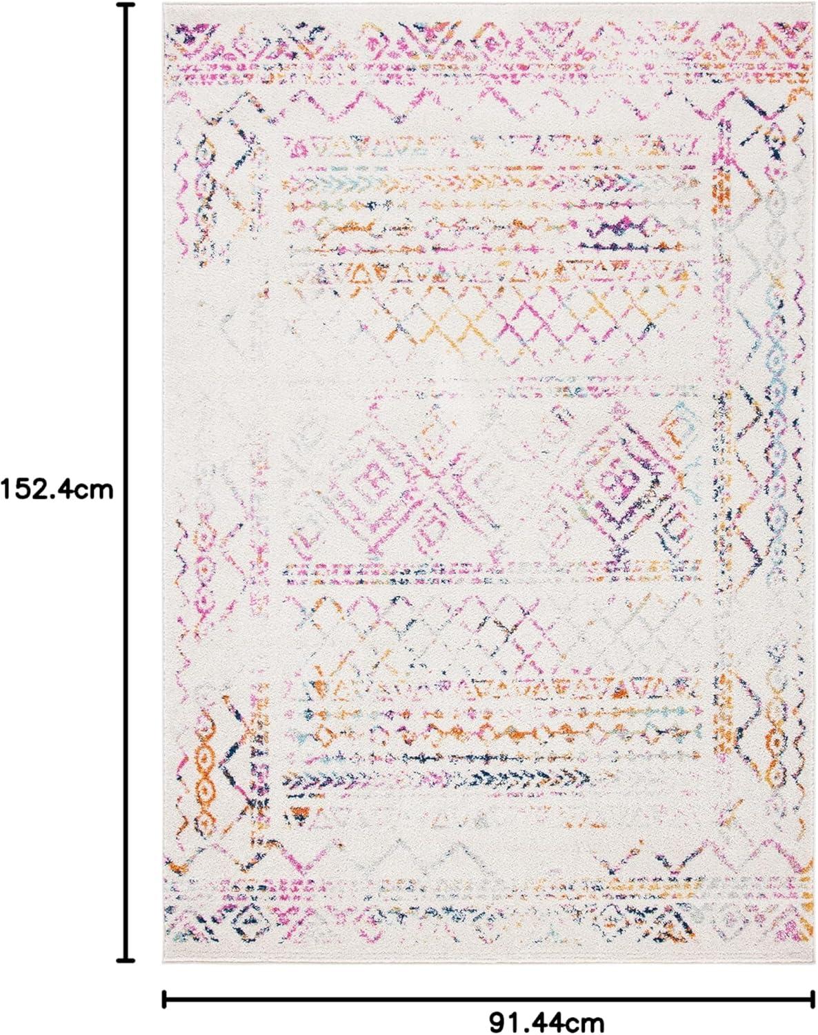 image:imageSAFAVIEH Area Rug 8x10 Tulum Collection Large Ivory amp Black Moroccan Boho Distressed Design NonShedding amp Easy to Clean Ideal for Living Room Bedroom Dining Space TUL268DIvoryFuchsia