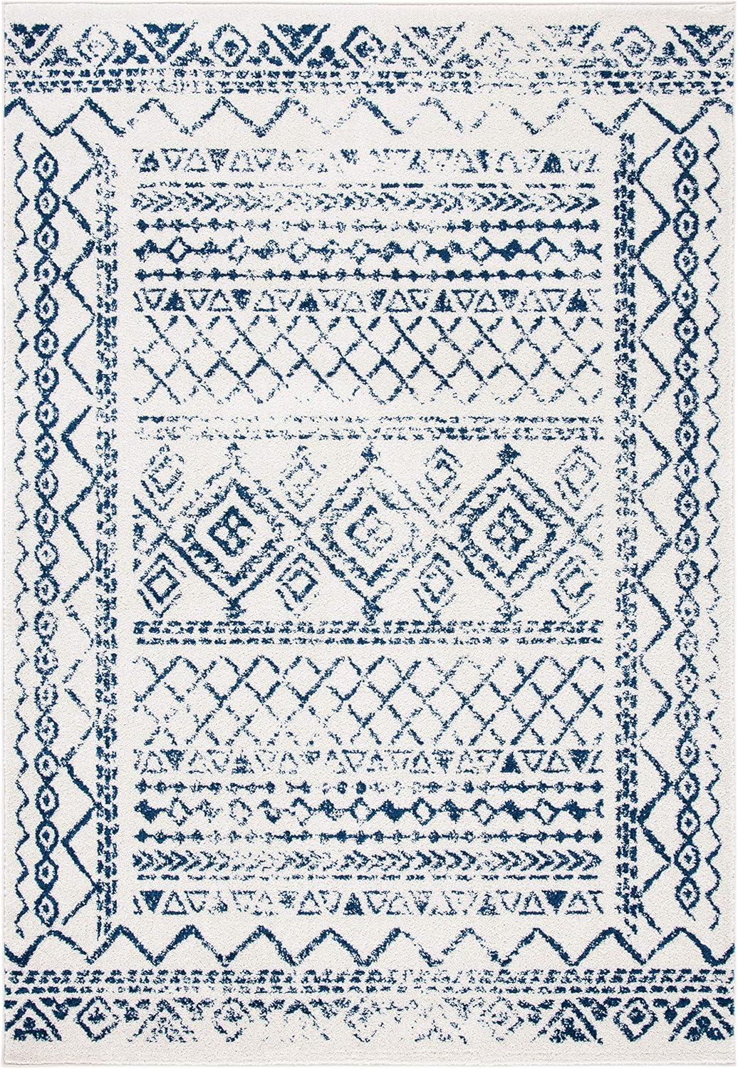 image:imageSAFAVIEH Area Rug 8x10 Tulum Collection Large Ivory amp Black Moroccan Boho Distressed Design NonShedding amp Easy to Clean Ideal for Living Room Bedroom Dining Space TUL268DIvoryNavy