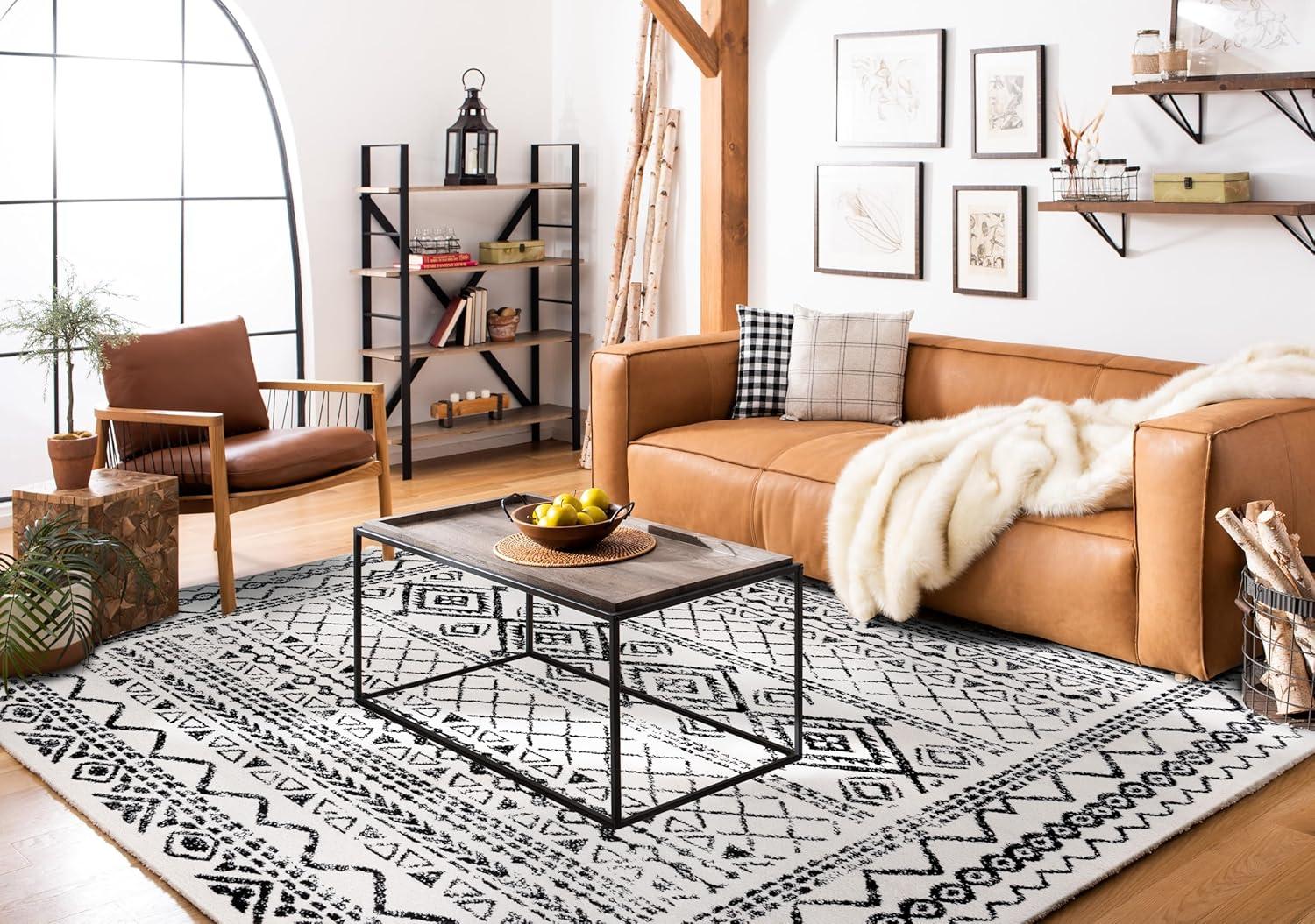image:imageSAFAVIEH Area Rug 8x10 Tulum Collection Large Ivory amp Black Moroccan Boho Distressed Design NonShedding amp Easy to Clean Ideal for Living Room Bedroom Dining Space TUL268DIvoryBlack