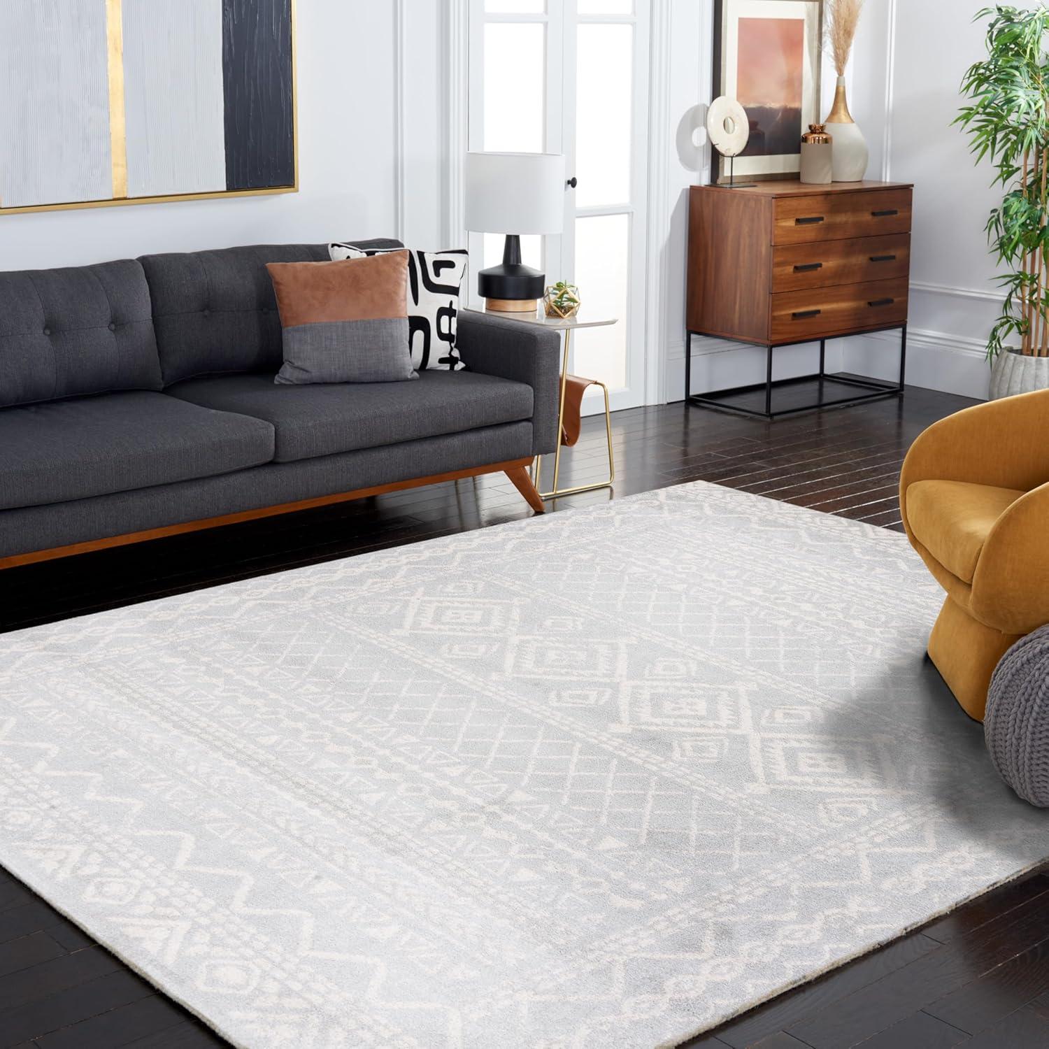 image:imageSAFAVIEH Area Rug 8x10 Tulum Collection Large Ivory amp Black Moroccan Boho Distressed Design NonShedding amp Easy to Clean Ideal for Living Room Bedroom Dining Space TUL268DLight GreyIvory