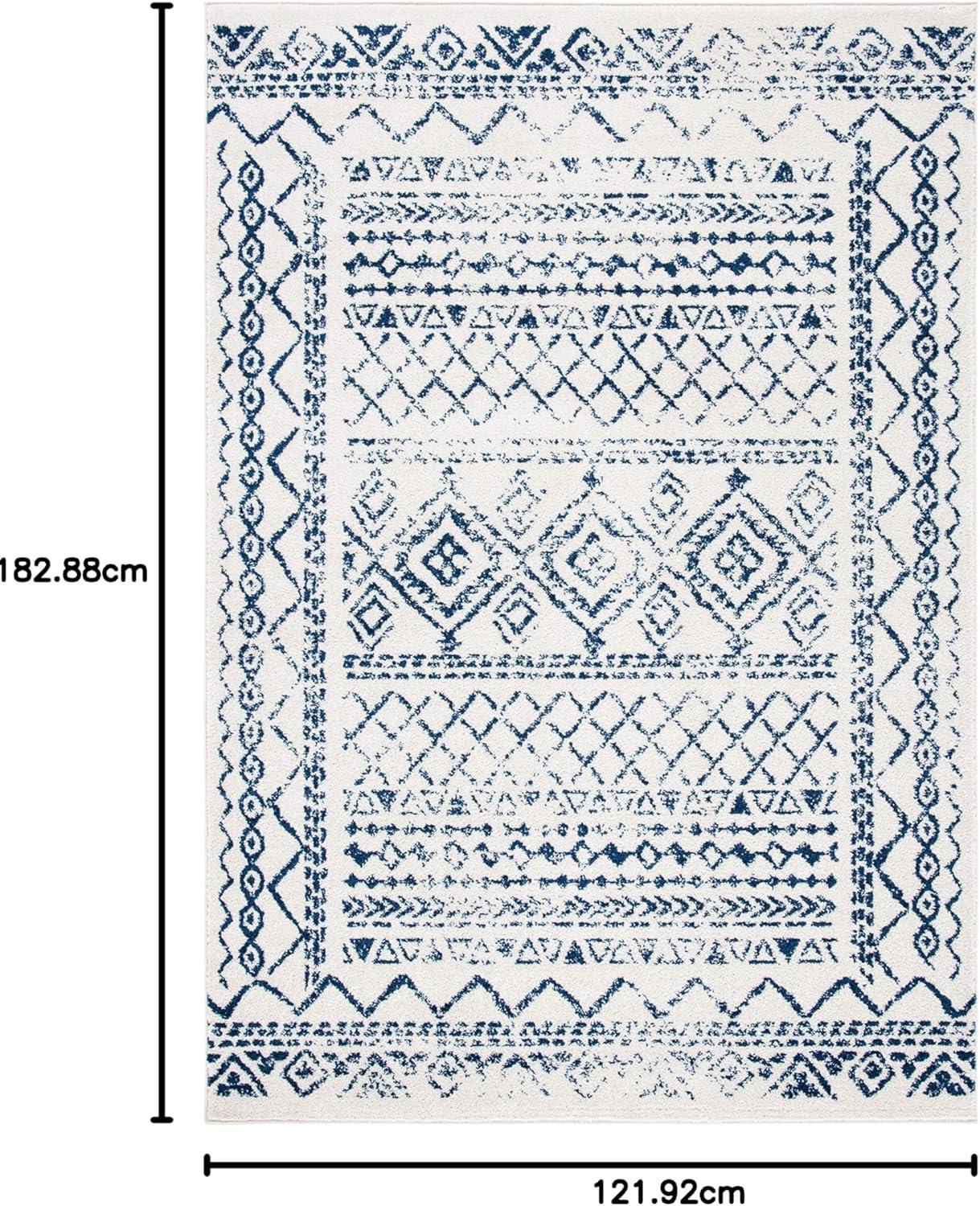 image:imageSAFAVIEH Area Rug 8x10 Tulum Collection Large Ivory amp Black Moroccan Boho Distressed Design NonShedding amp Easy to Clean Ideal for Living Room Bedroom Dining Space TUL268DIvoryNavy