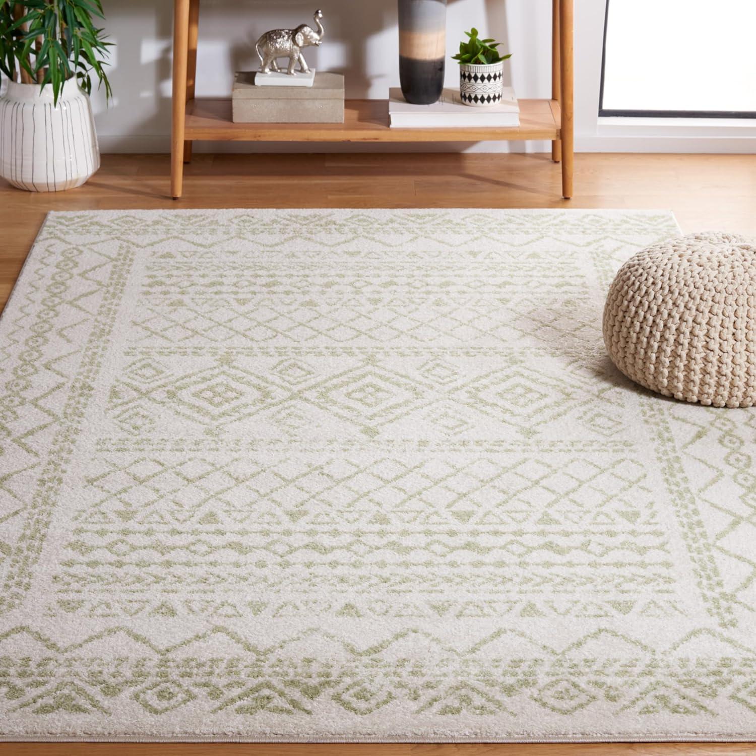 image:imageSAFAVIEH Area Rug 8x10 Tulum Collection Large Ivory amp Black Moroccan Boho Distressed Design NonShedding amp Easy to Clean Ideal for Living Room Bedroom Dining Space TUL268DIvorySage