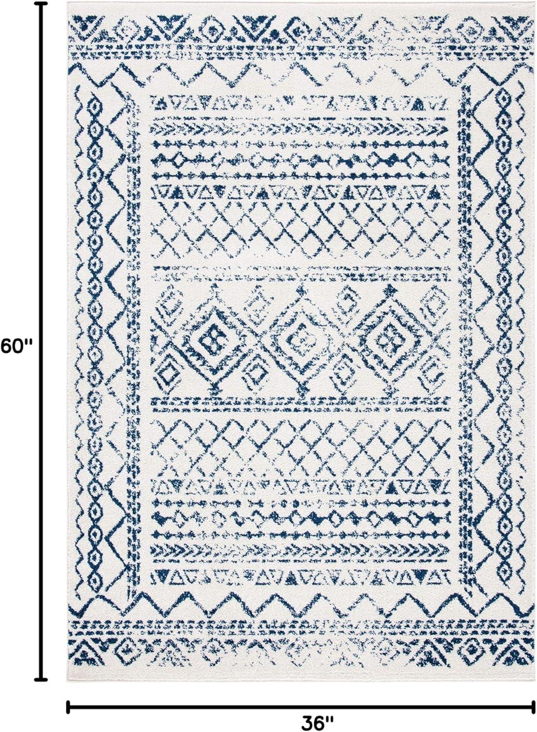 image:imageSAFAVIEH Area Rug 8x10 Tulum Collection Large Ivory amp Black Moroccan Boho Distressed Design NonShedding amp Easy to Clean Ideal for Living Room Bedroom Dining Space TUL268DIvoryNavy