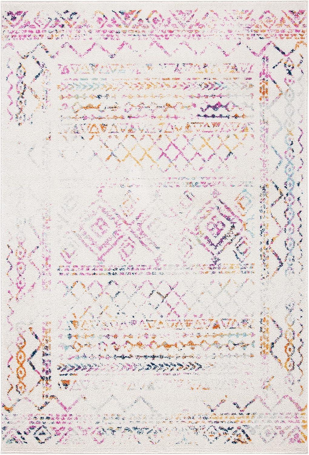 image:imageSAFAVIEH Area Rug 8x10 Tulum Collection Large Ivory amp Black Moroccan Boho Distressed Design NonShedding amp Easy to Clean Ideal for Living Room Bedroom Dining Space TUL268DIvoryFuchsia
