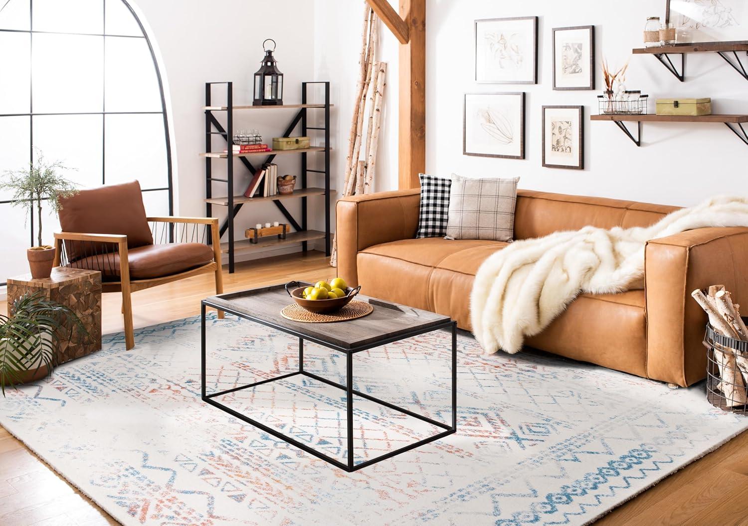image:imageSAFAVIEH Area Rug 8x10 Tulum Collection Large Ivory amp Black Moroccan Boho Distressed Design NonShedding amp Easy to Clean Ideal for Living Room Bedroom Dining Space TUL268DIvoryTurquoise