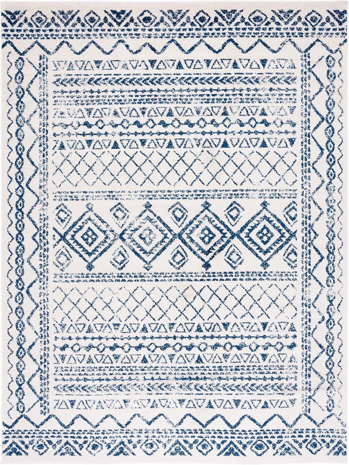 image:imageSAFAVIEH Area Rug 8x10 Tulum Collection Large Ivory amp Black Moroccan Boho Distressed Design NonShedding amp Easy to Clean Ideal for Living Room Bedroom Dining Space TUL268DIvoryNavy