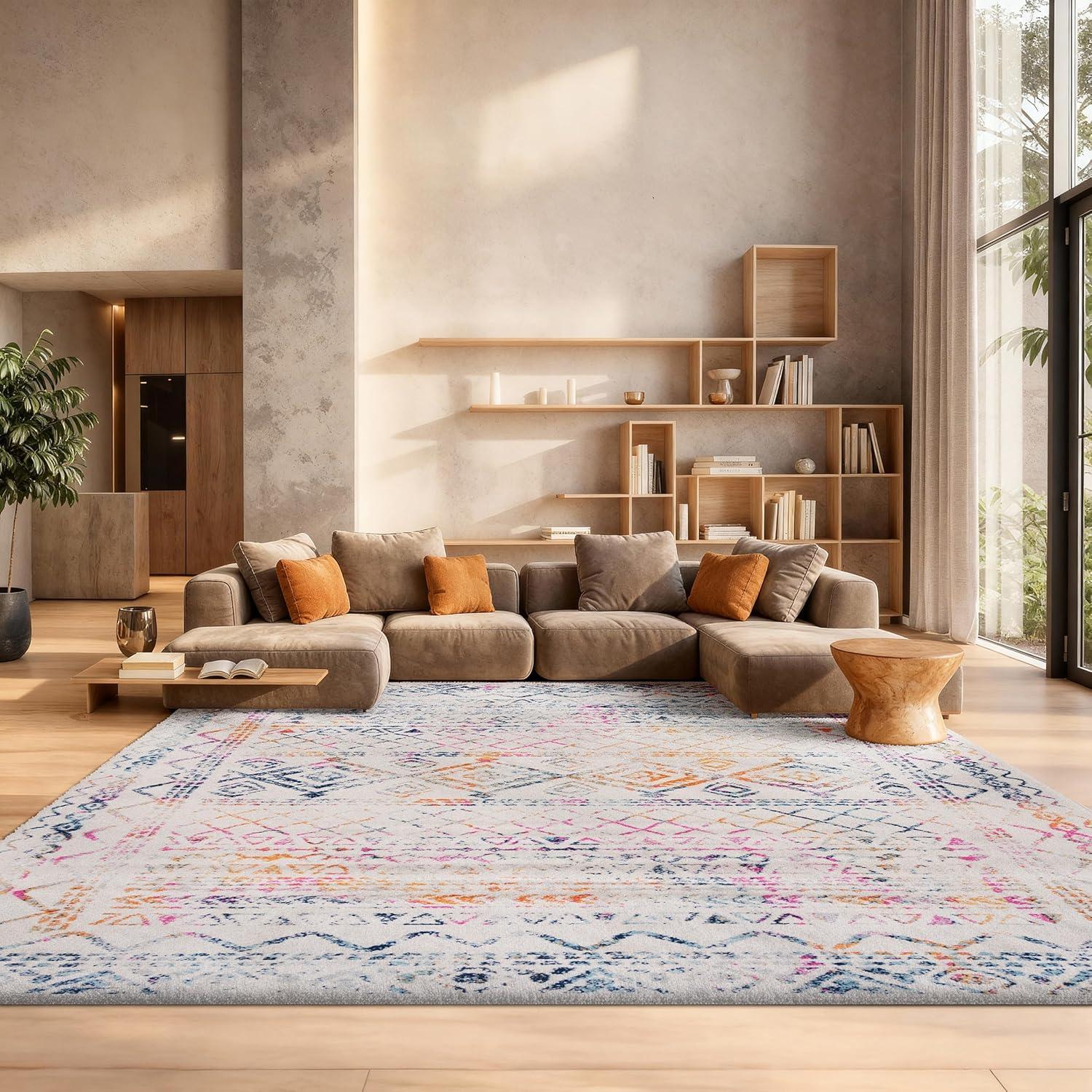 image:imageSAFAVIEH Area Rug 8x10 Tulum Collection Large Ivory amp Black Moroccan Boho Distressed Design NonShedding amp Easy to Clean Ideal for Living Room Bedroom Dining Space TUL268DIvoryFuchsia