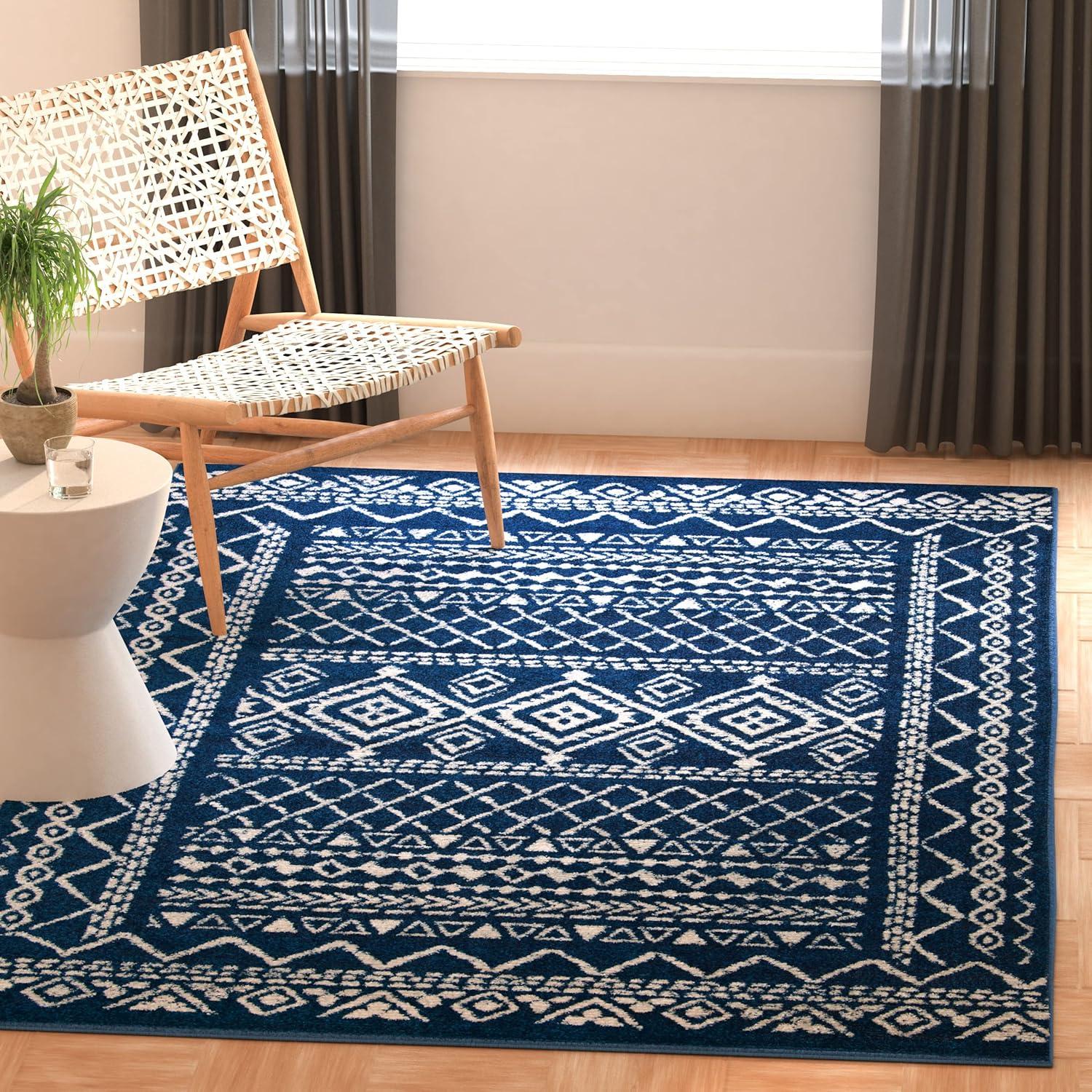 image:imageSAFAVIEH Area Rug 8x10 Tulum Collection Large Ivory amp Black Moroccan Boho Distressed Design NonShedding amp Easy to Clean Ideal for Living Room Bedroom Dining Space TUL268DNavyIvory