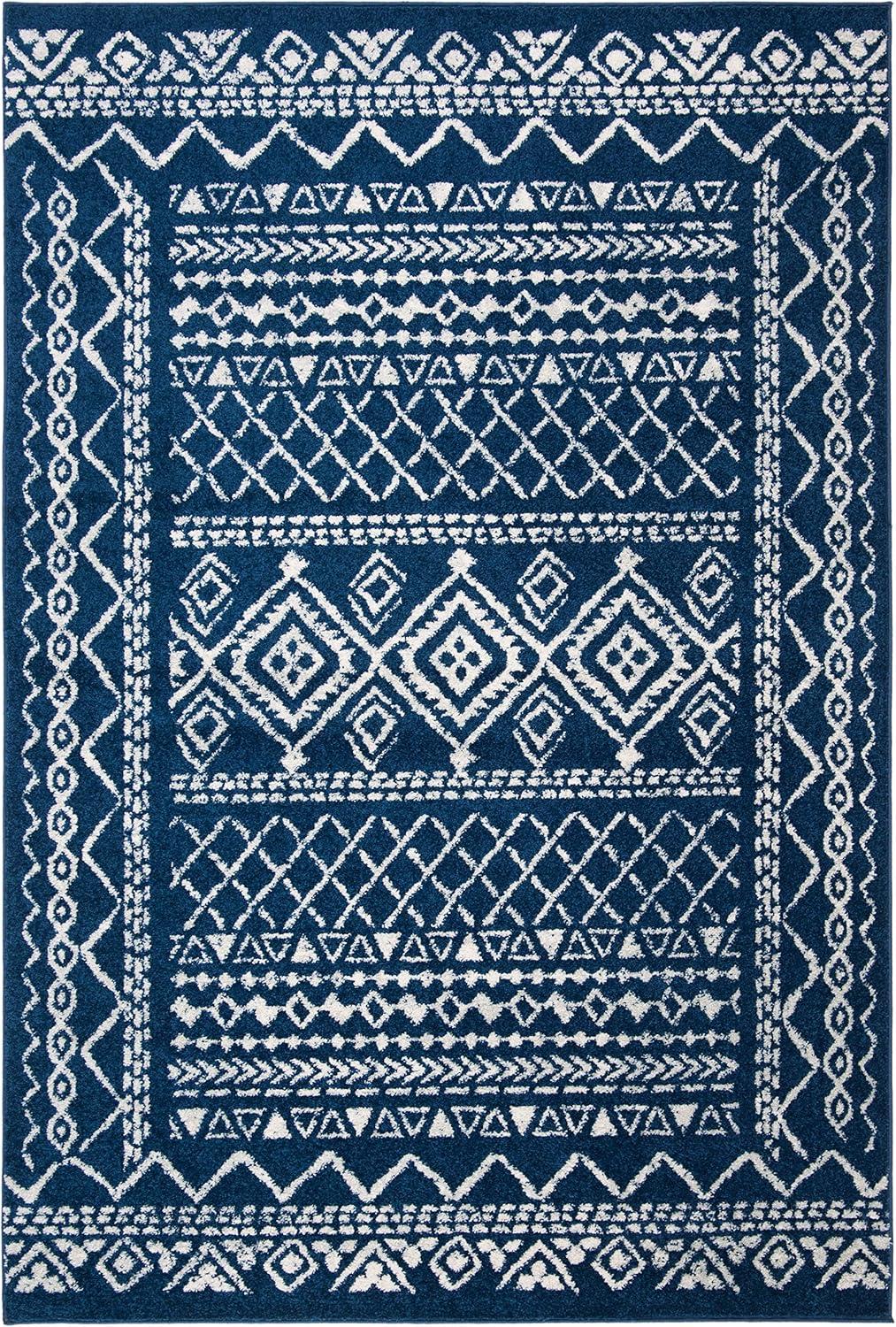 image:imageSAFAVIEH Area Rug 8x10 Tulum Collection Large Ivory amp Black Moroccan Boho Distressed Design NonShedding amp Easy to Clean Ideal for Living Room Bedroom Dining Space TUL268DNavyIvory