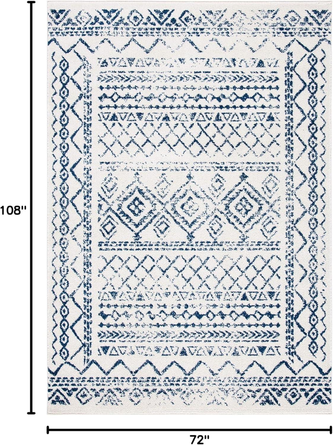 image:imageSAFAVIEH Area Rug 8x10 Tulum Collection Large Ivory amp Black Moroccan Boho Distressed Design NonShedding amp Easy to Clean Ideal for Living Room Bedroom Dining Space TUL268DIvoryNavy
