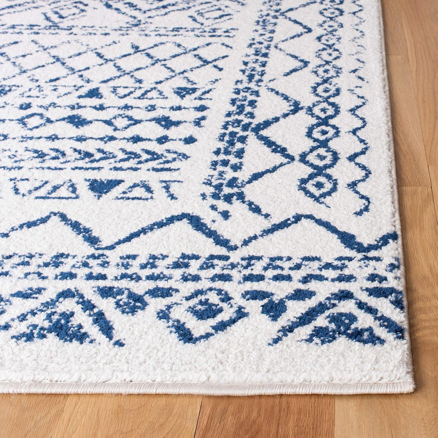 image:imageSAFAVIEH Area Rug 8x10 Tulum Collection Large Ivory amp Black Moroccan Boho Distressed Design NonShedding amp Easy to Clean Ideal for Living Room Bedroom Dining Space TUL268DIvoryNavy