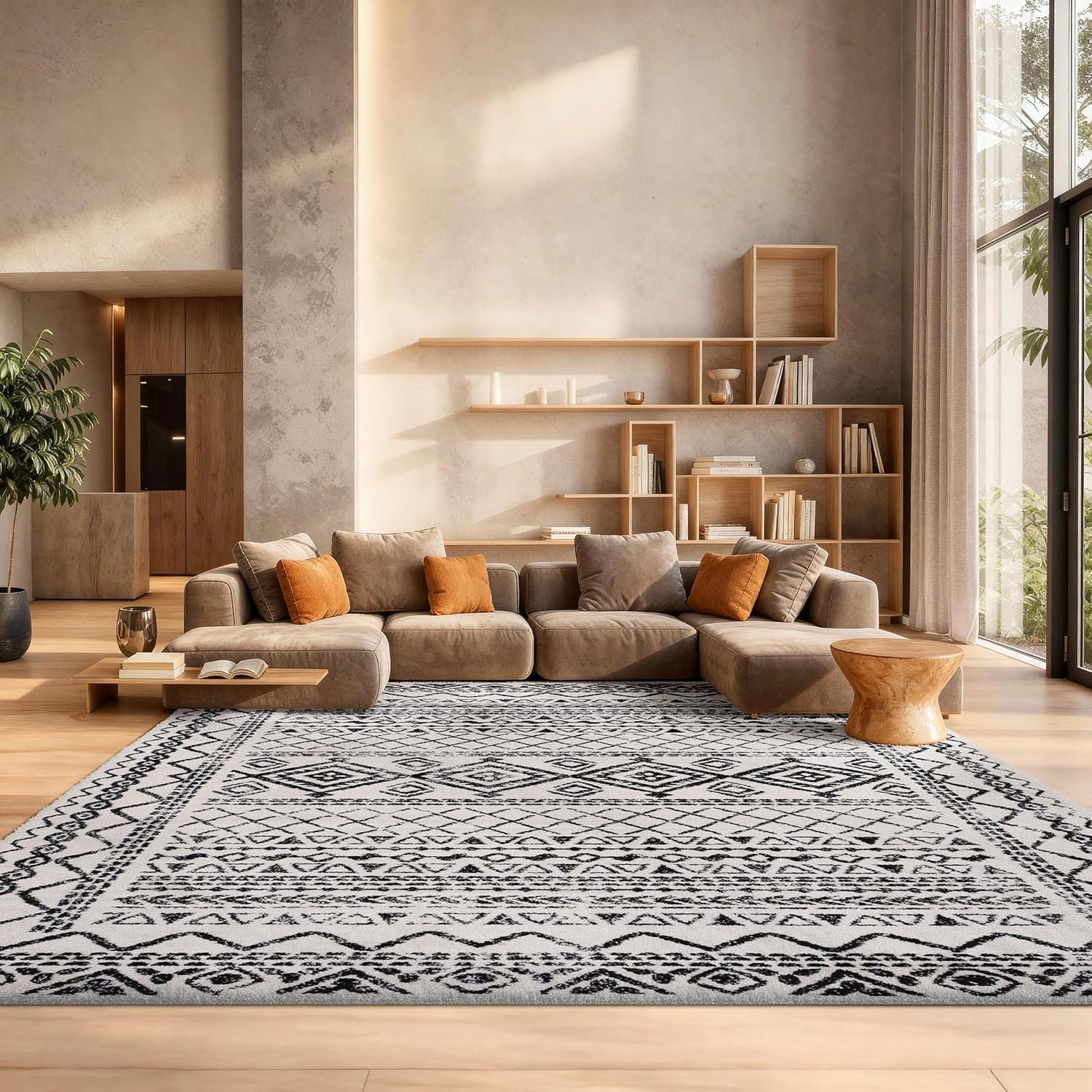 image:imageSAFAVIEH Area Rug 8x10 Tulum Collection Large Ivory amp Black Moroccan Boho Distressed Design NonShedding amp Easy to Clean Ideal for Living Room Bedroom Dining Space TUL268DIvoryBlack