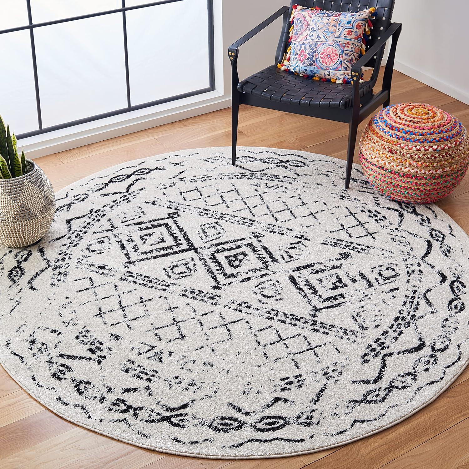 image:imageSAFAVIEH Area Rug 8x10 Tulum Collection Large Ivory amp Black Moroccan Boho Distressed Design NonShedding amp Easy to Clean Ideal for Living Room Bedroom Dining Space TUL268DIvoryBlack