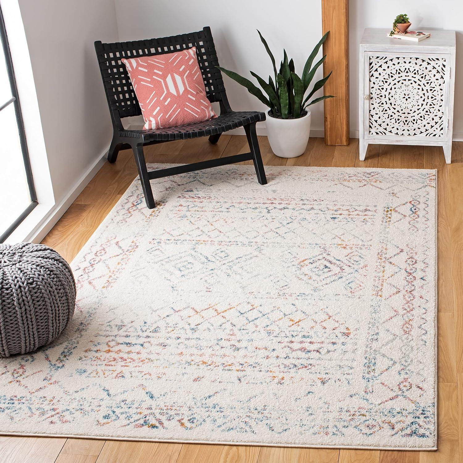 image:imageSAFAVIEH Area Rug 8x10 Tulum Collection Large Ivory amp Black Moroccan Boho Distressed Design NonShedding amp Easy to Clean Ideal for Living Room Bedroom Dining Space TUL268DIvoryTurquoise