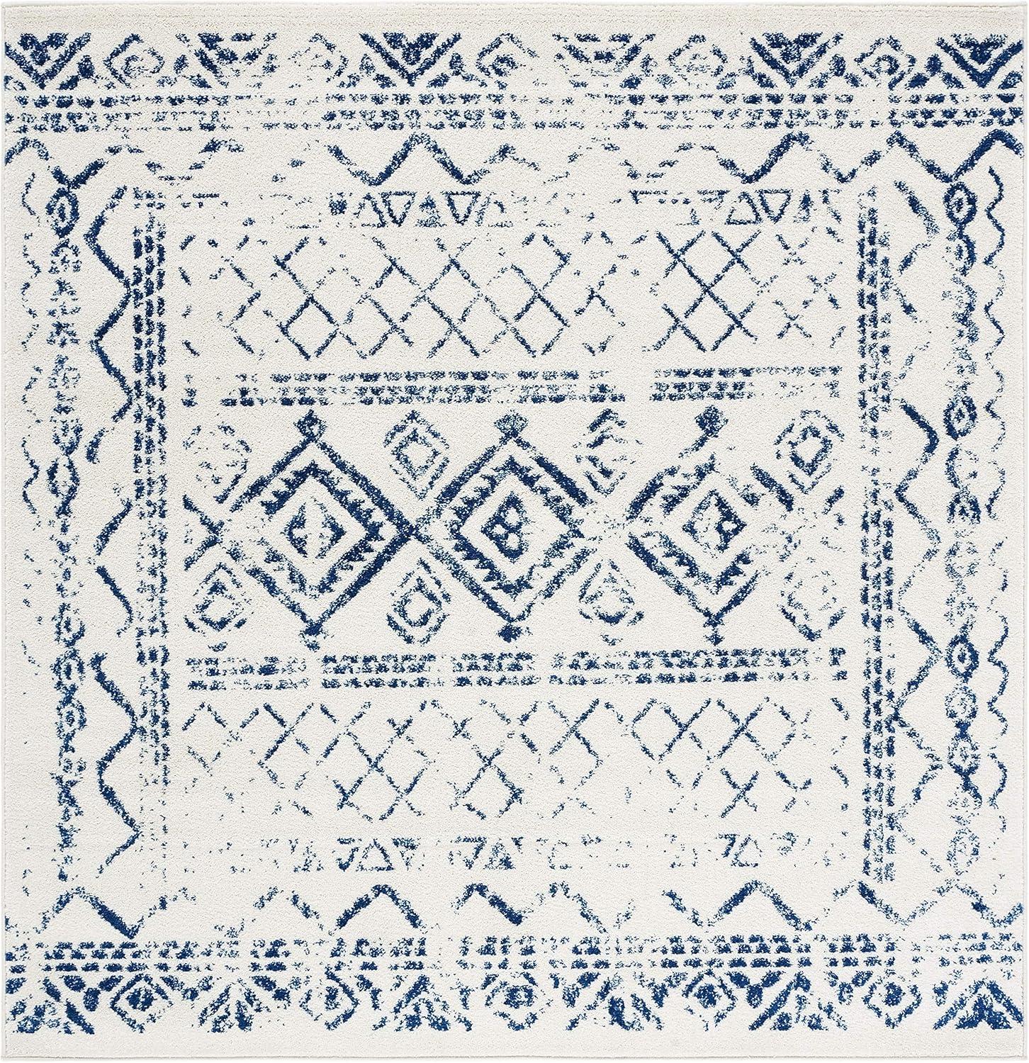 image:imageSAFAVIEH Area Rug 8x10 Tulum Collection Large Ivory amp Black Moroccan Boho Distressed Design NonShedding amp Easy to Clean Ideal for Living Room Bedroom Dining Space TUL268DIvoryNavy