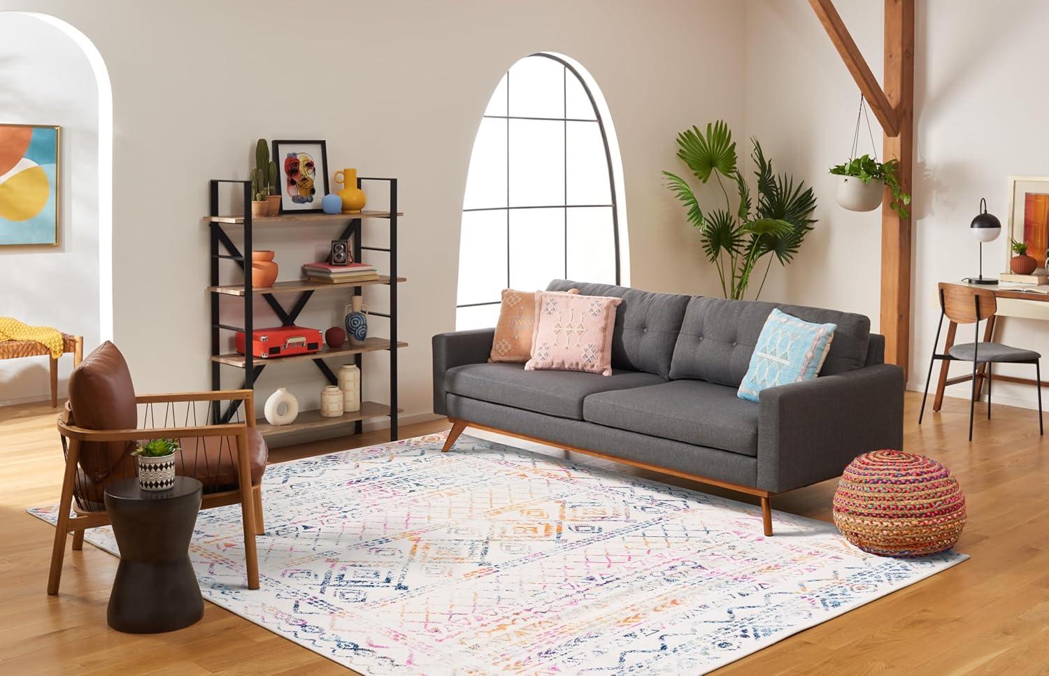 image:imageSAFAVIEH Area Rug 8x10 Tulum Collection Large Ivory amp Black Moroccan Boho Distressed Design NonShedding amp Easy to Clean Ideal for Living Room Bedroom Dining Space TUL268DIvoryFuchsia
