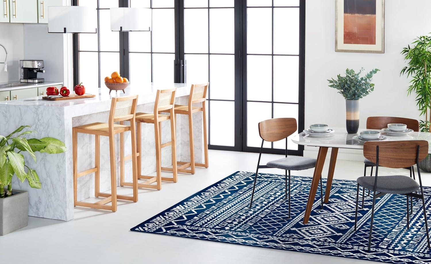 image:imageSAFAVIEH Area Rug 8x10 Tulum Collection Large Ivory amp Black Moroccan Boho Distressed Design NonShedding amp Easy to Clean Ideal for Living Room Bedroom Dining Space TUL268DNavyIvory